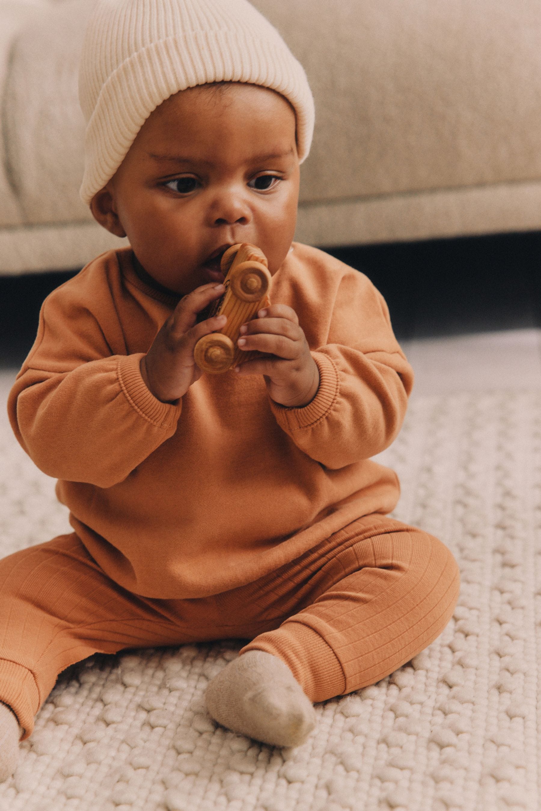 Dusty Orange Baby Sweatshirt And Leggings Set