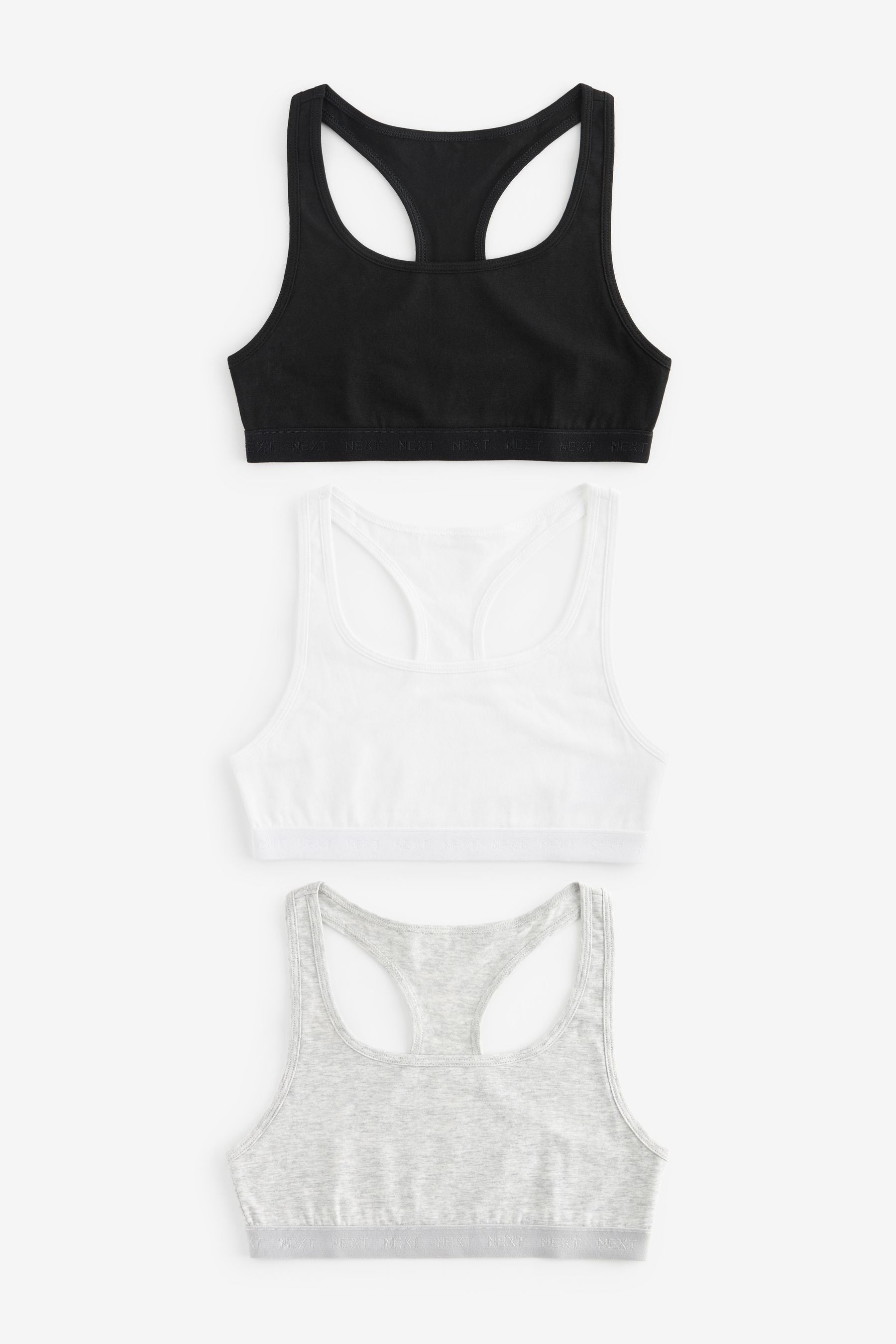 Black/White Racer Back Crop Top 3 Pack (5-16yrs)