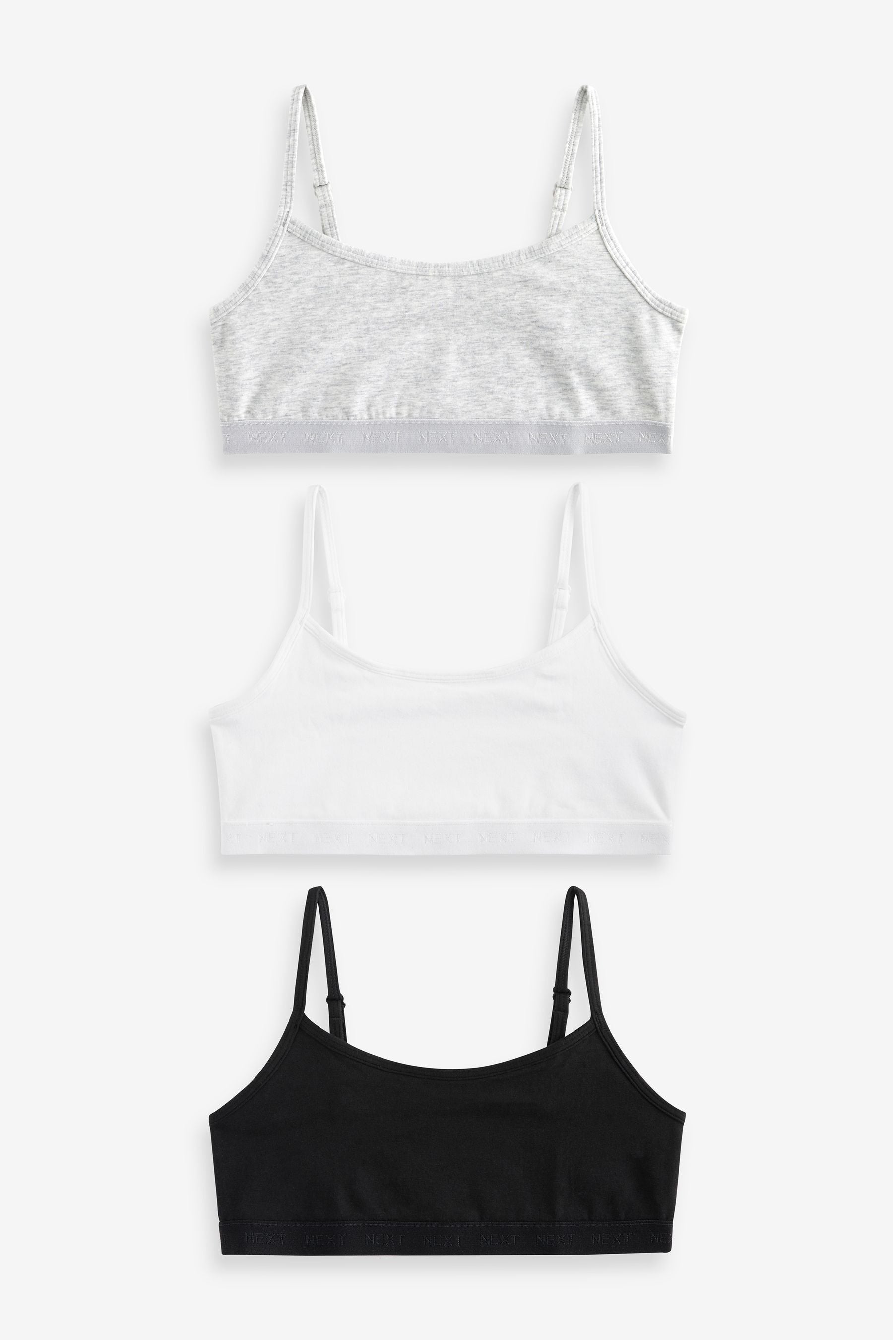 Black/White Strappy Crop Top 3 Pack (5-16yrs)