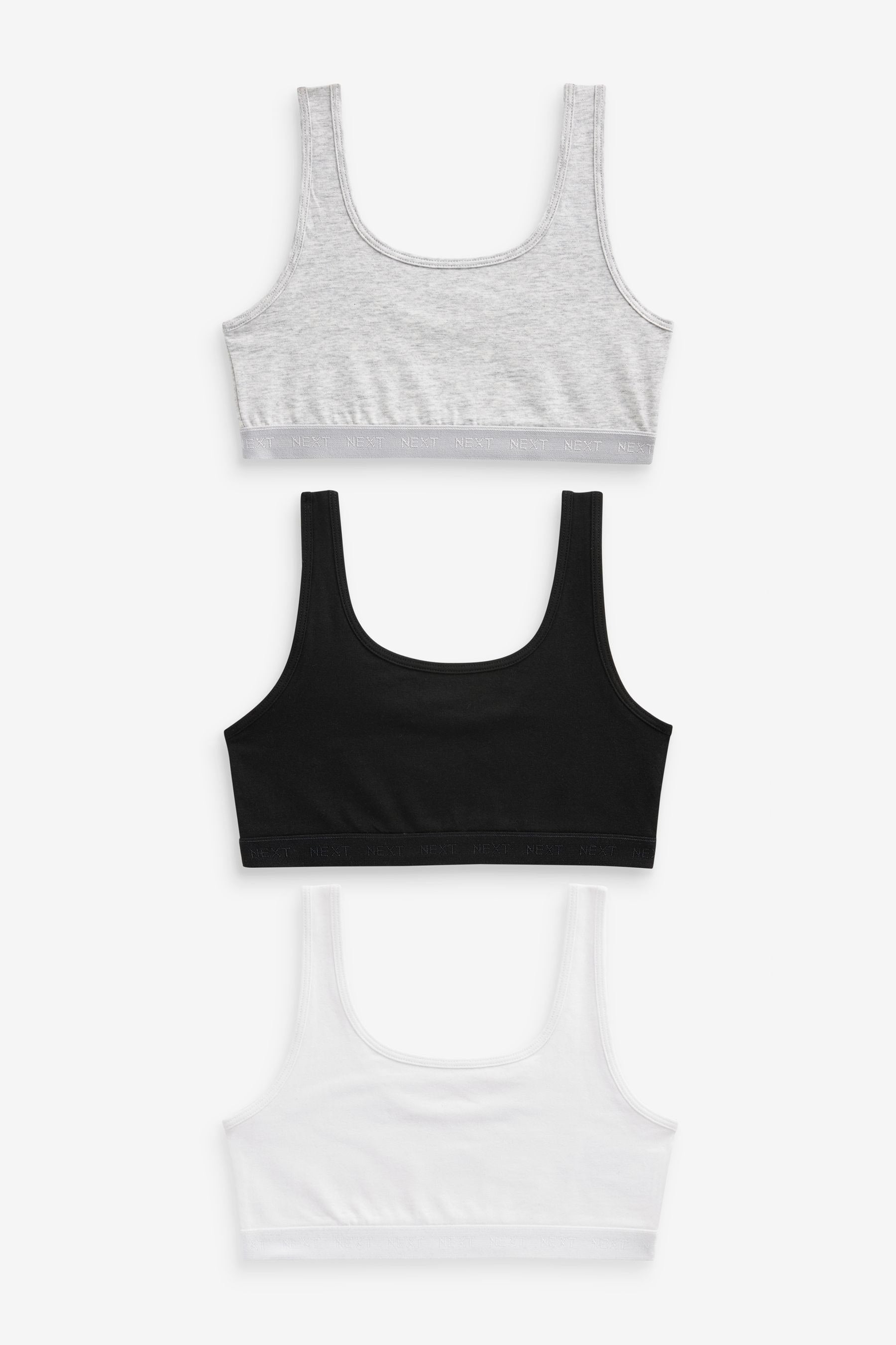 Monochrome Scoop Crop Tops 3 Pack (5-16yrs)