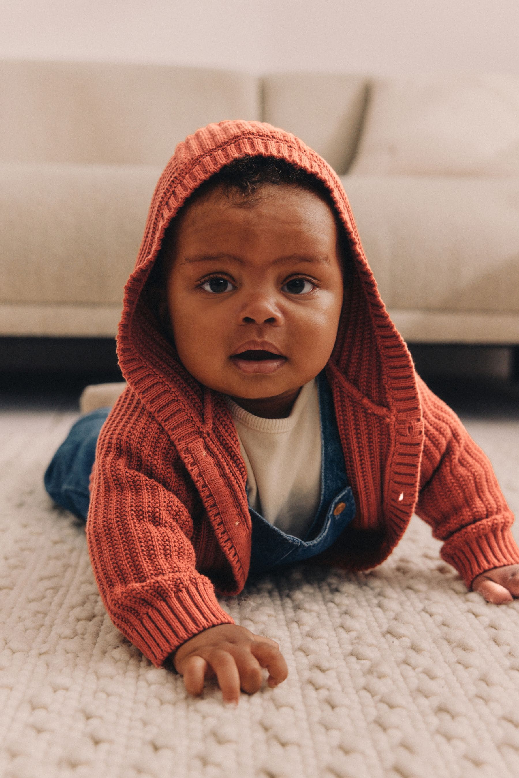 Orange Knitted Baby Cardigan