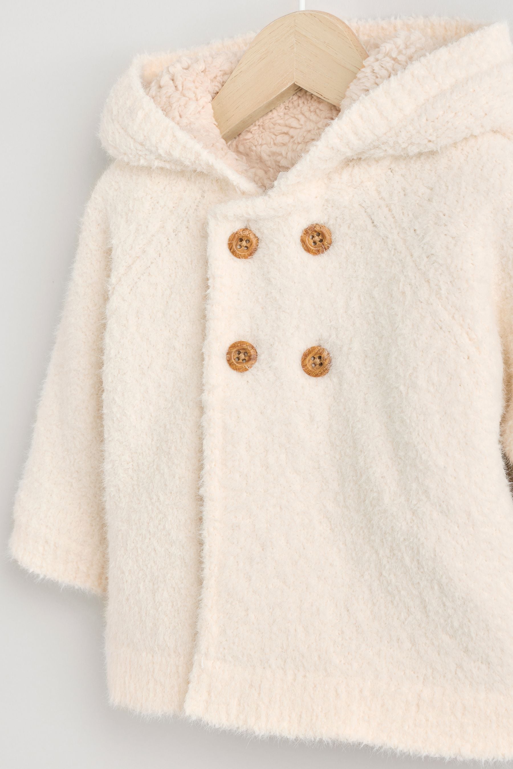 Cream Chenille Cosy Baby Hooded Cardigan