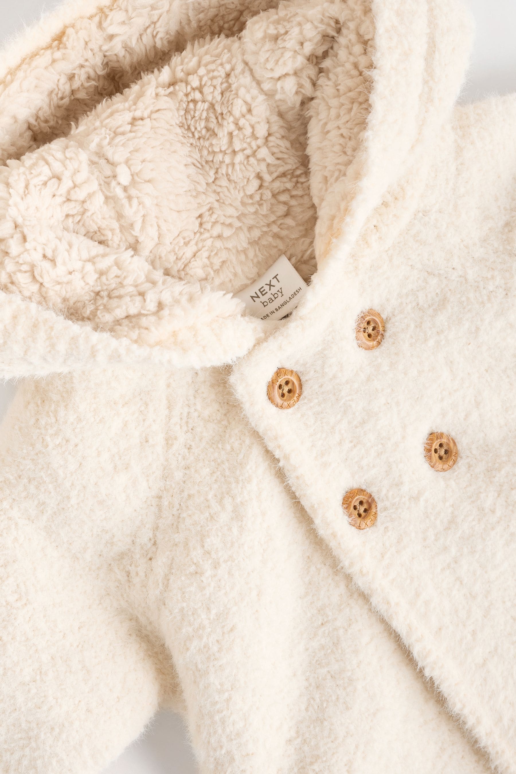 Cream Chenille Cosy Baby Hooded Cardigan