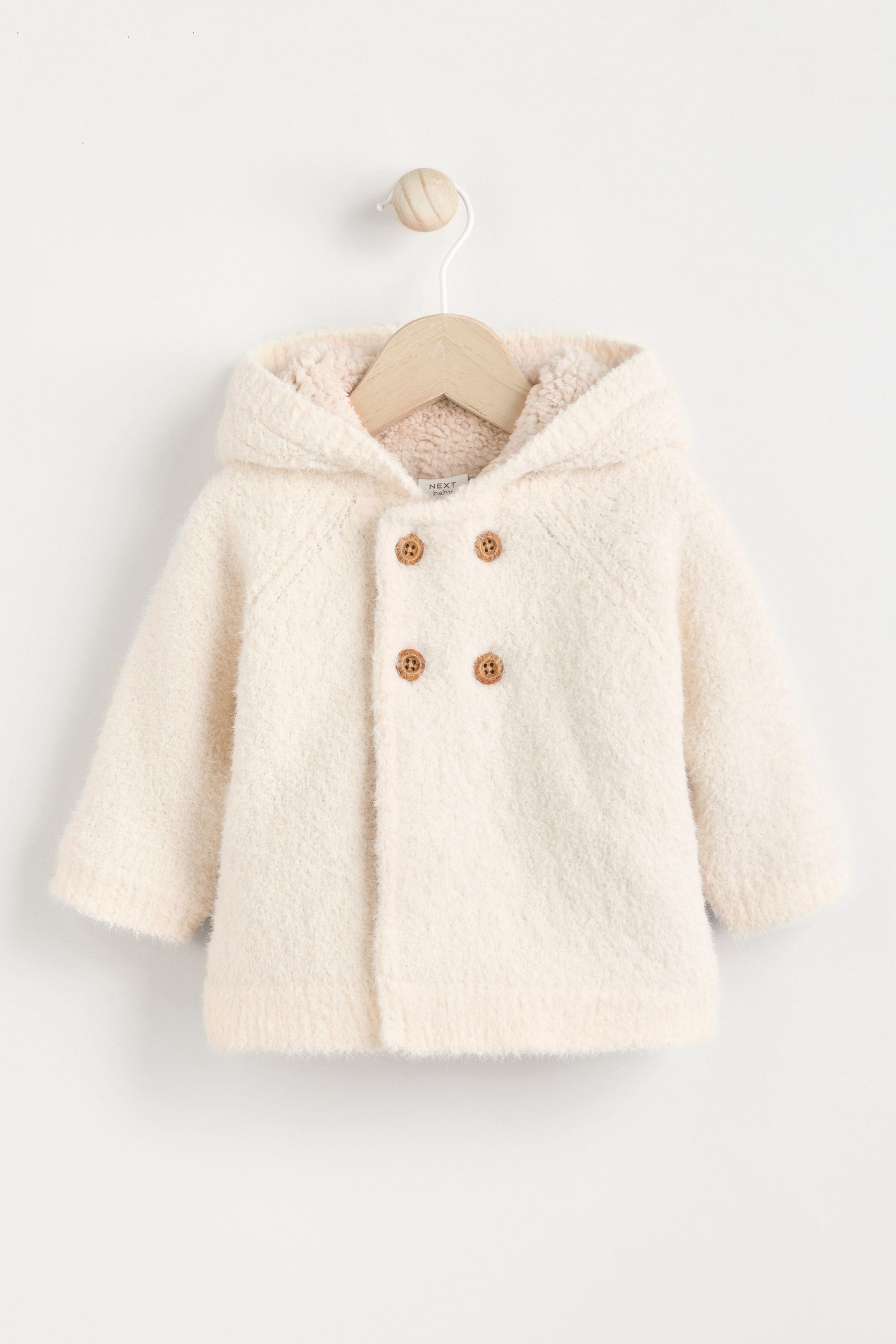 Cream Chenille Cosy Baby Hooded Cardigan