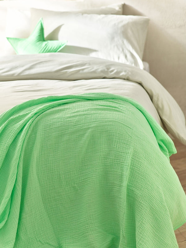 Neon Green Crinkle 100% Cotton Muslin Lightweight Throw