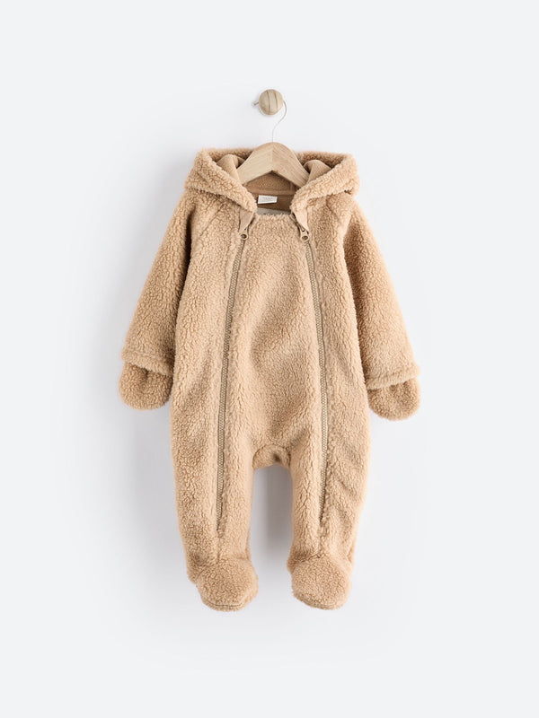 Brown Cosy Borg Bear Baby Pramsuit