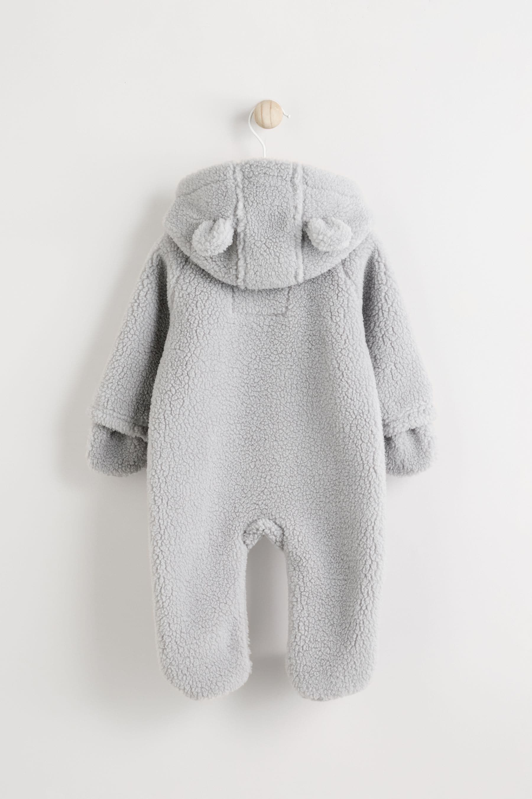 Grey Cosy Borg Bear Baby Pramsuit