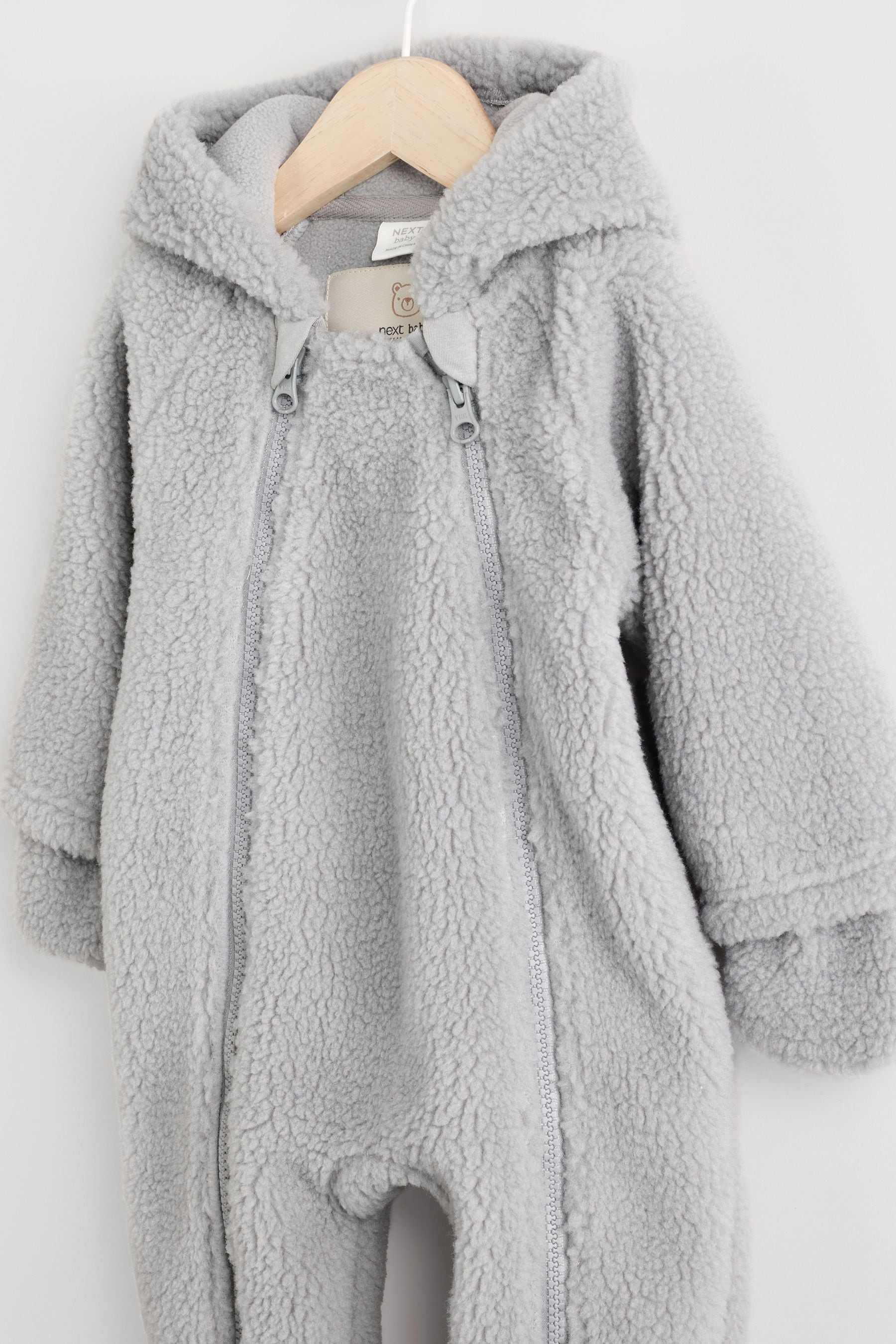 Grey Cosy Borg Bear Baby Pramsuit