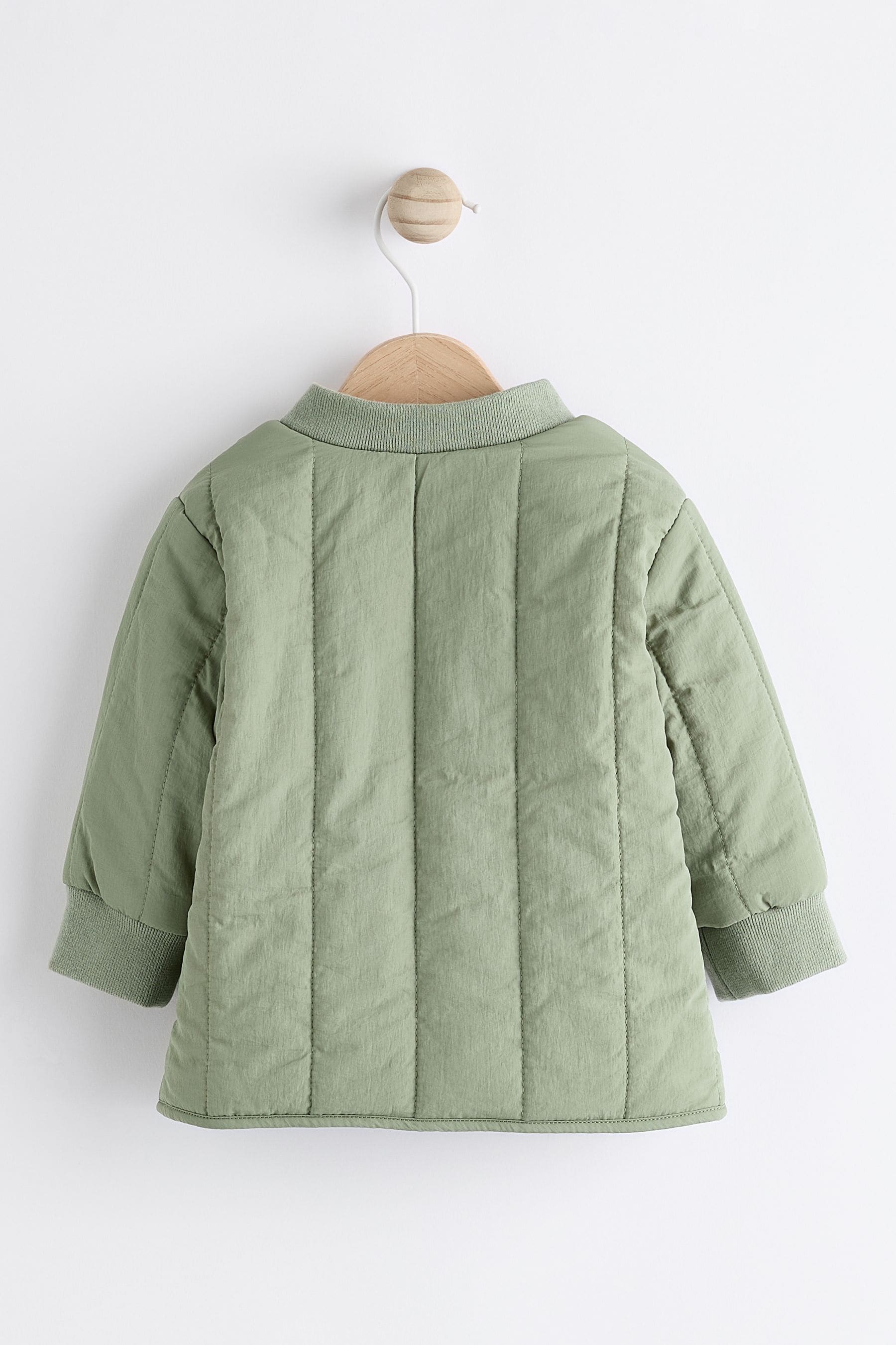 Sage Green Quilted Baby Bomber Jacket