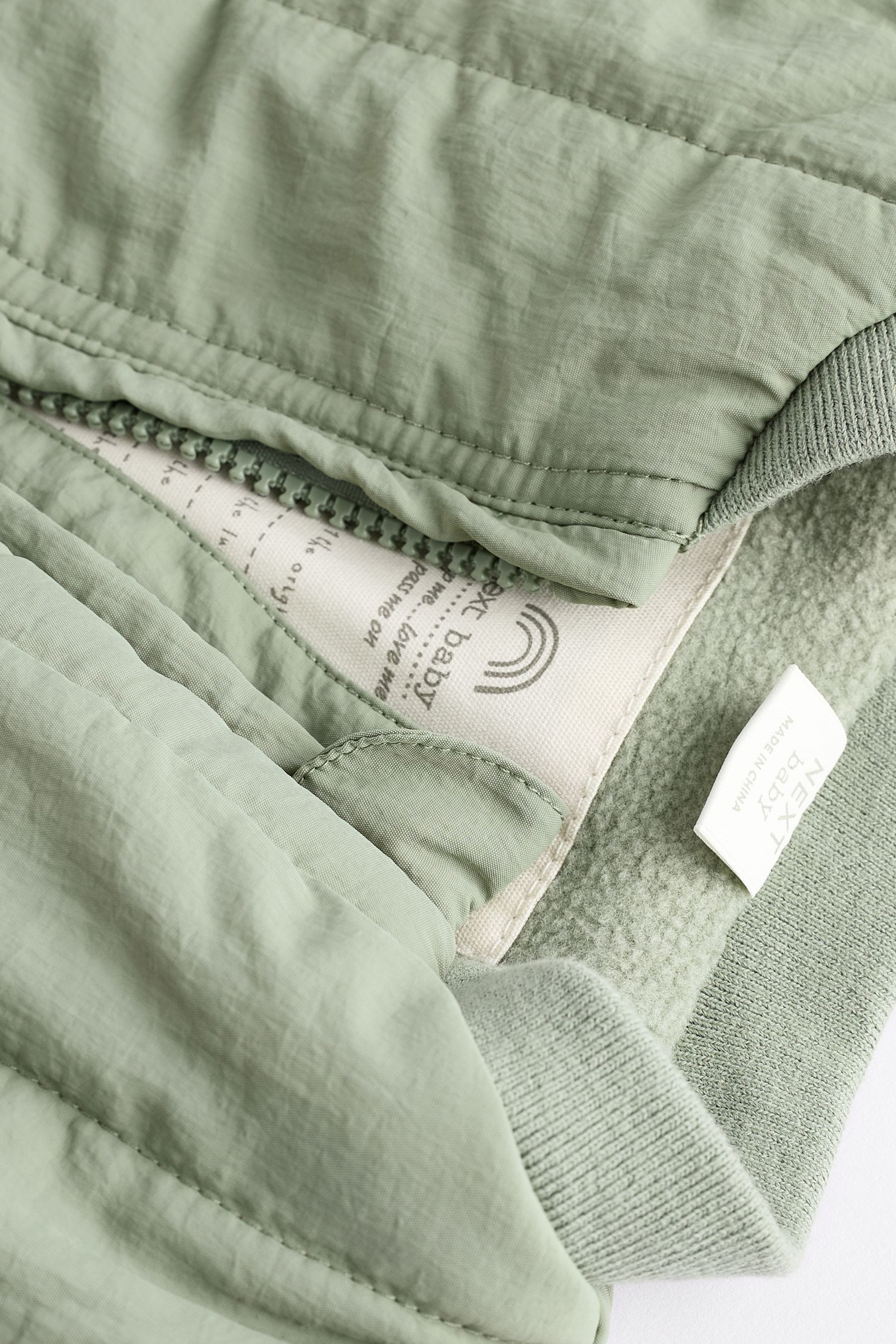 Sage Green Quilted Baby Bomber Jacket