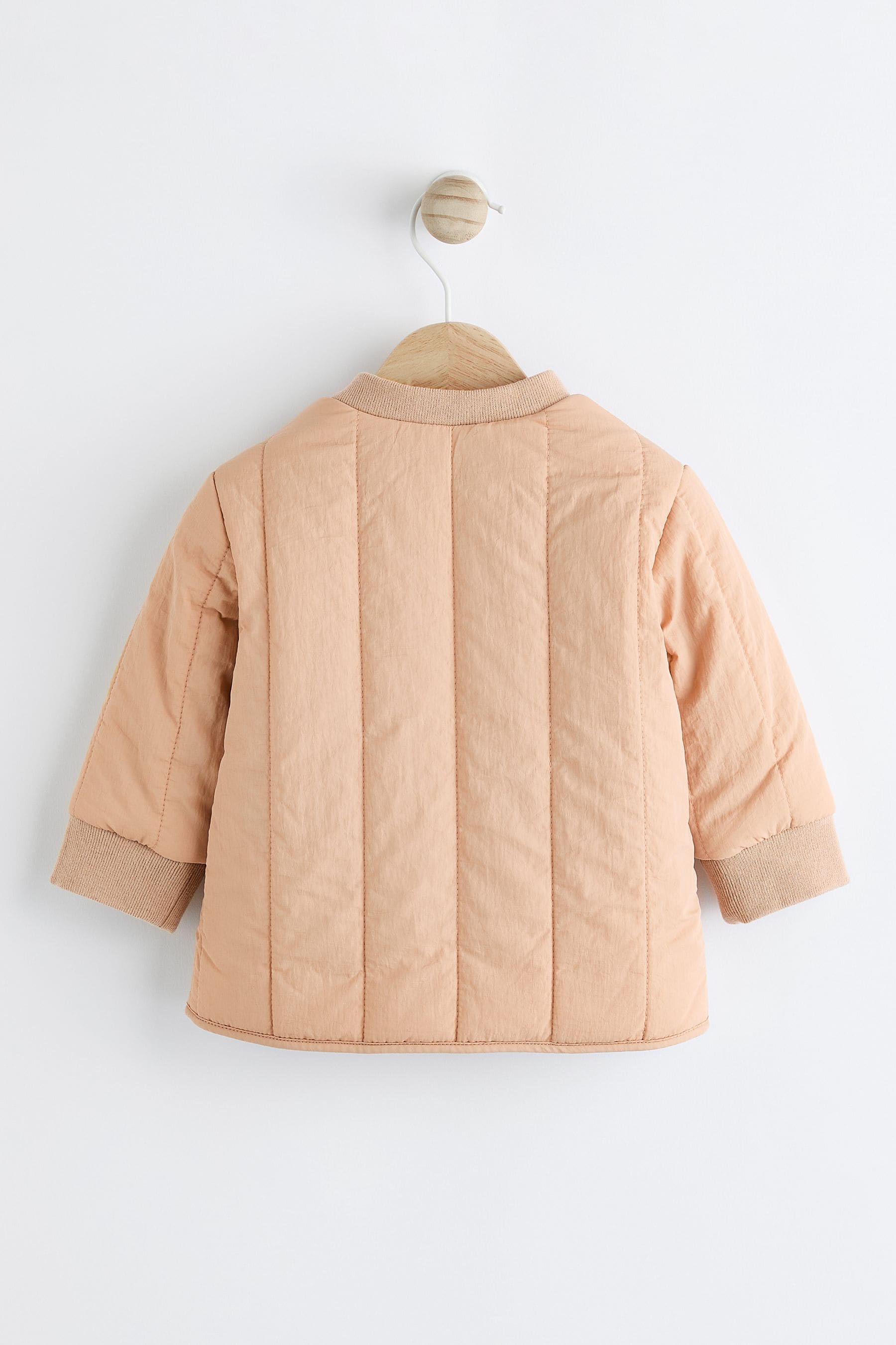 Cream Quilted Baby Bomber Jacket