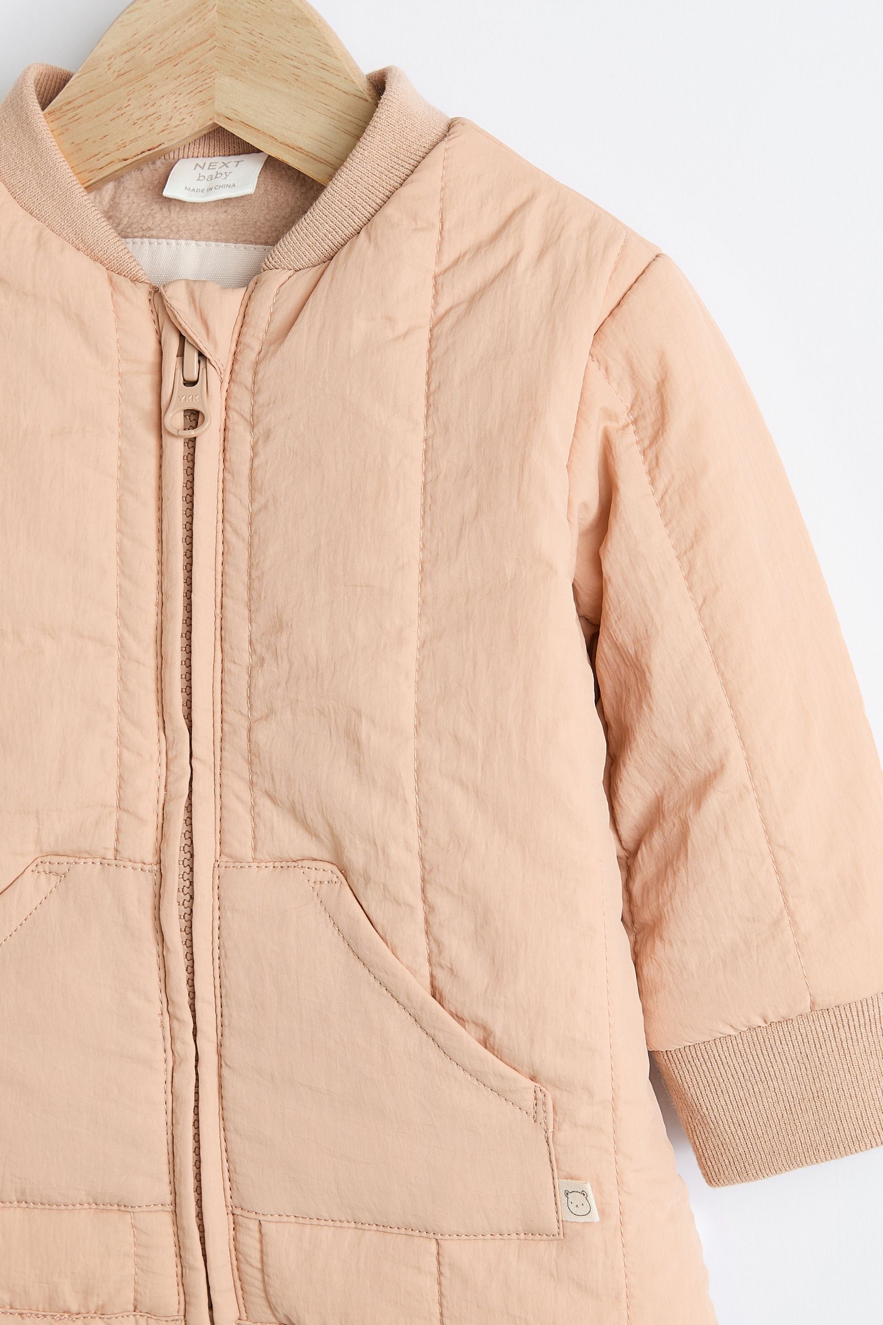 Cream Quilted Baby Bomber Jacket