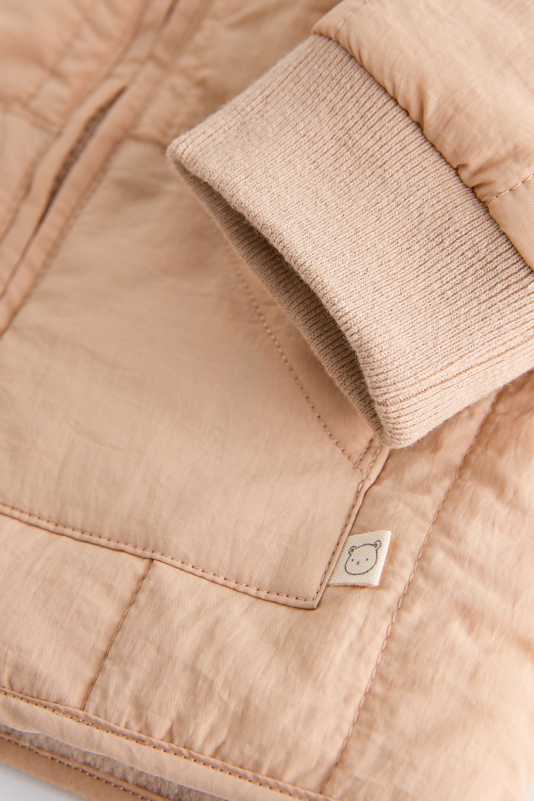 Cream Quilted Baby Bomber Jacket