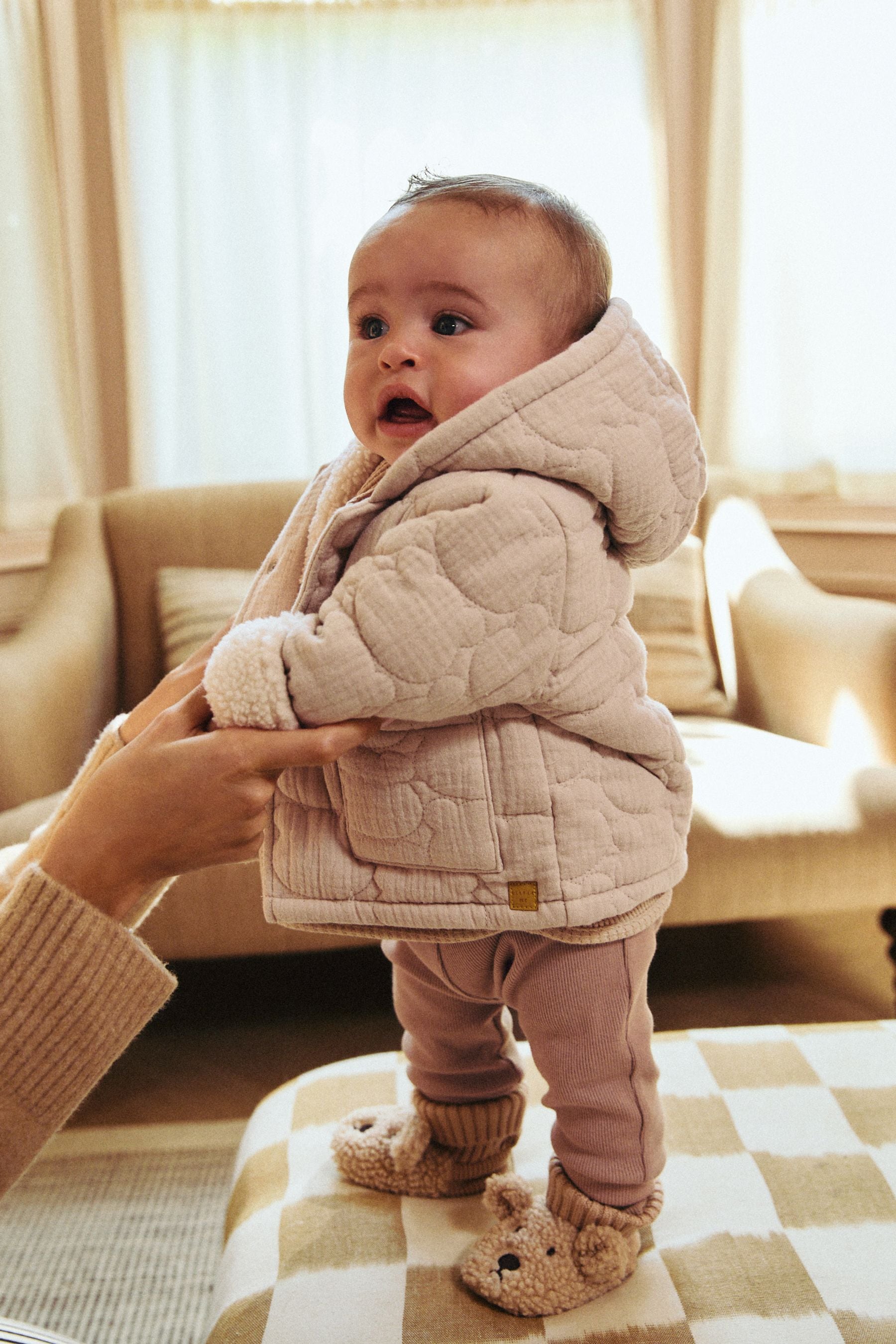 Cream Hooded Baby Jacket