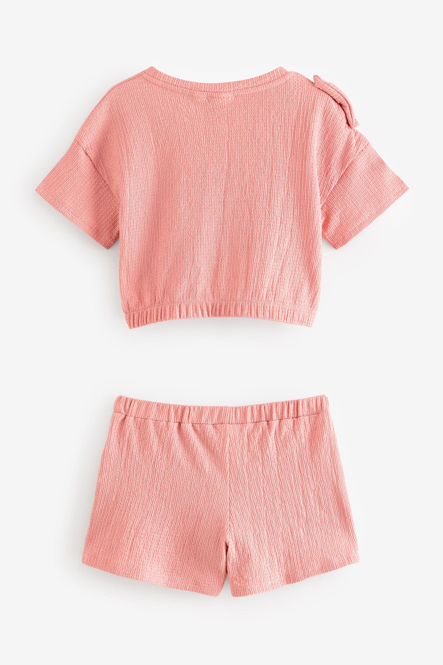 Baker By Ted Baker Pink Textured Bow Top and Shorts Set