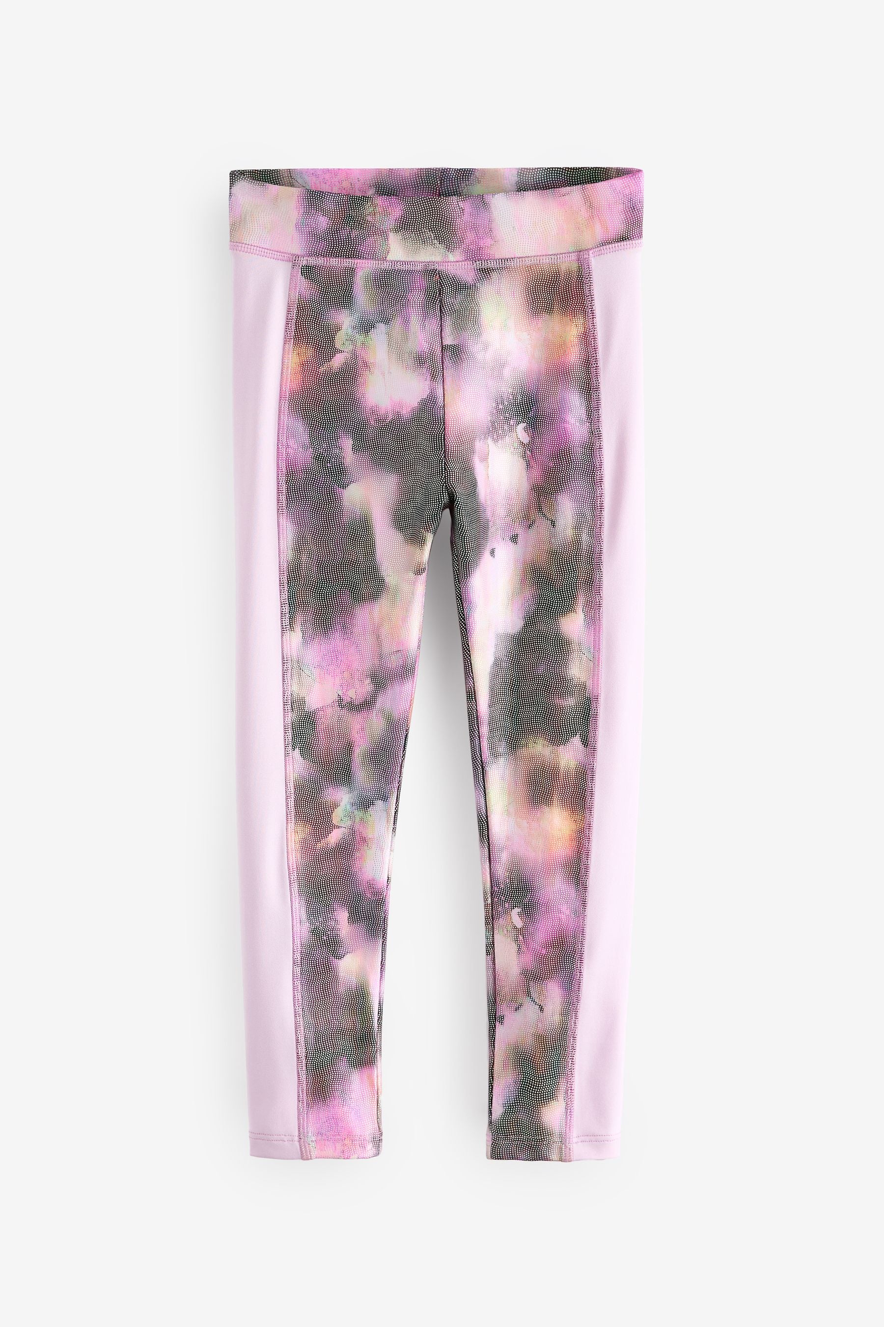 Berry Pink Foil Floral Printed Sports Leggings (3-16yrs)