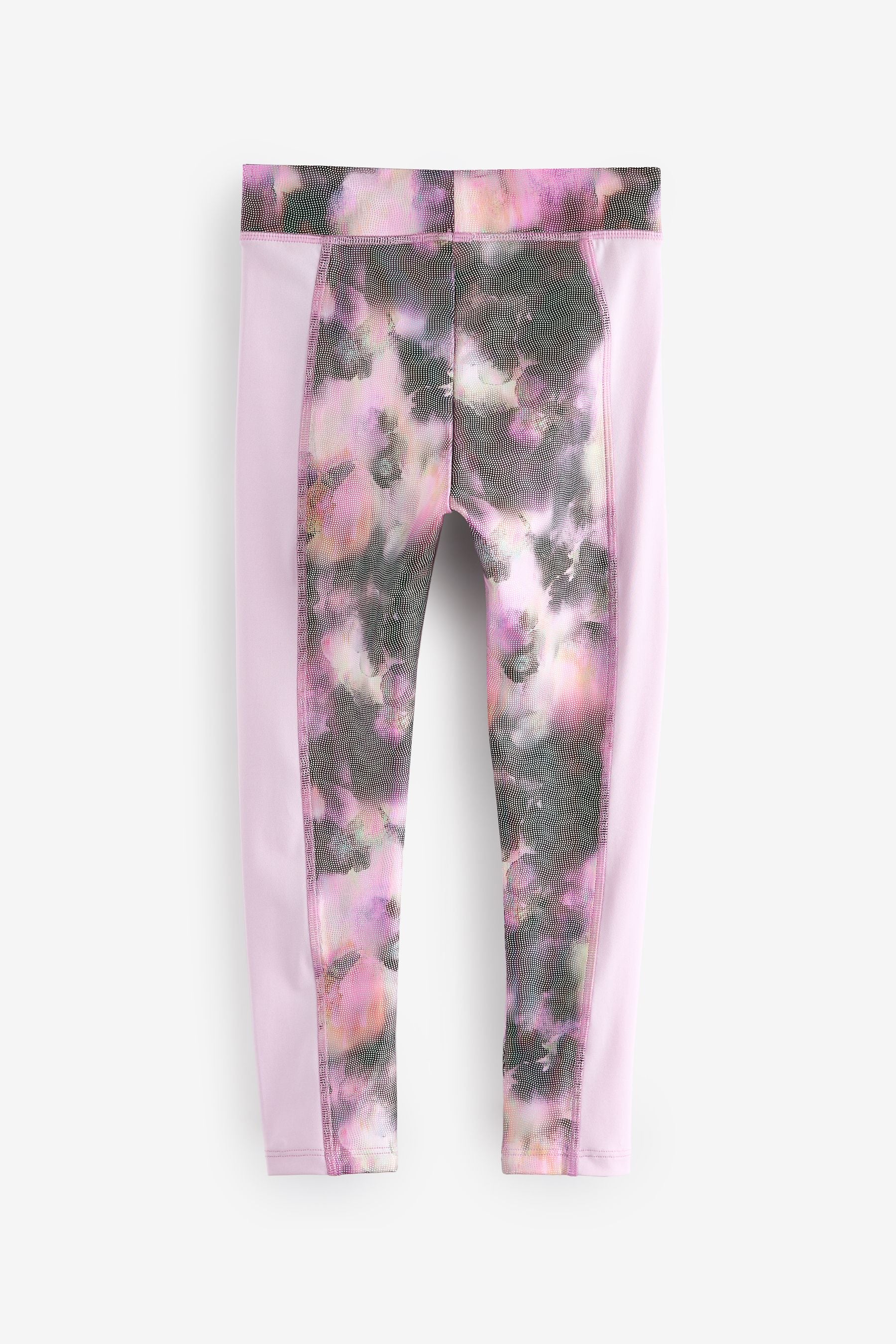 Berry Pink Foil Floral Printed Sports Leggings (3-16yrs)