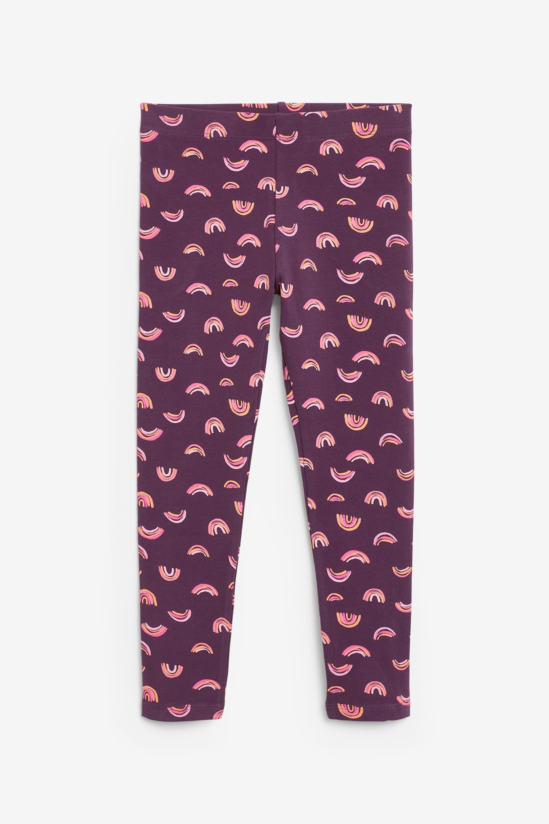 Pink/Purple Rainbow/Ochre Yellow Spot Leggings 5 Pack (3-16yrs)