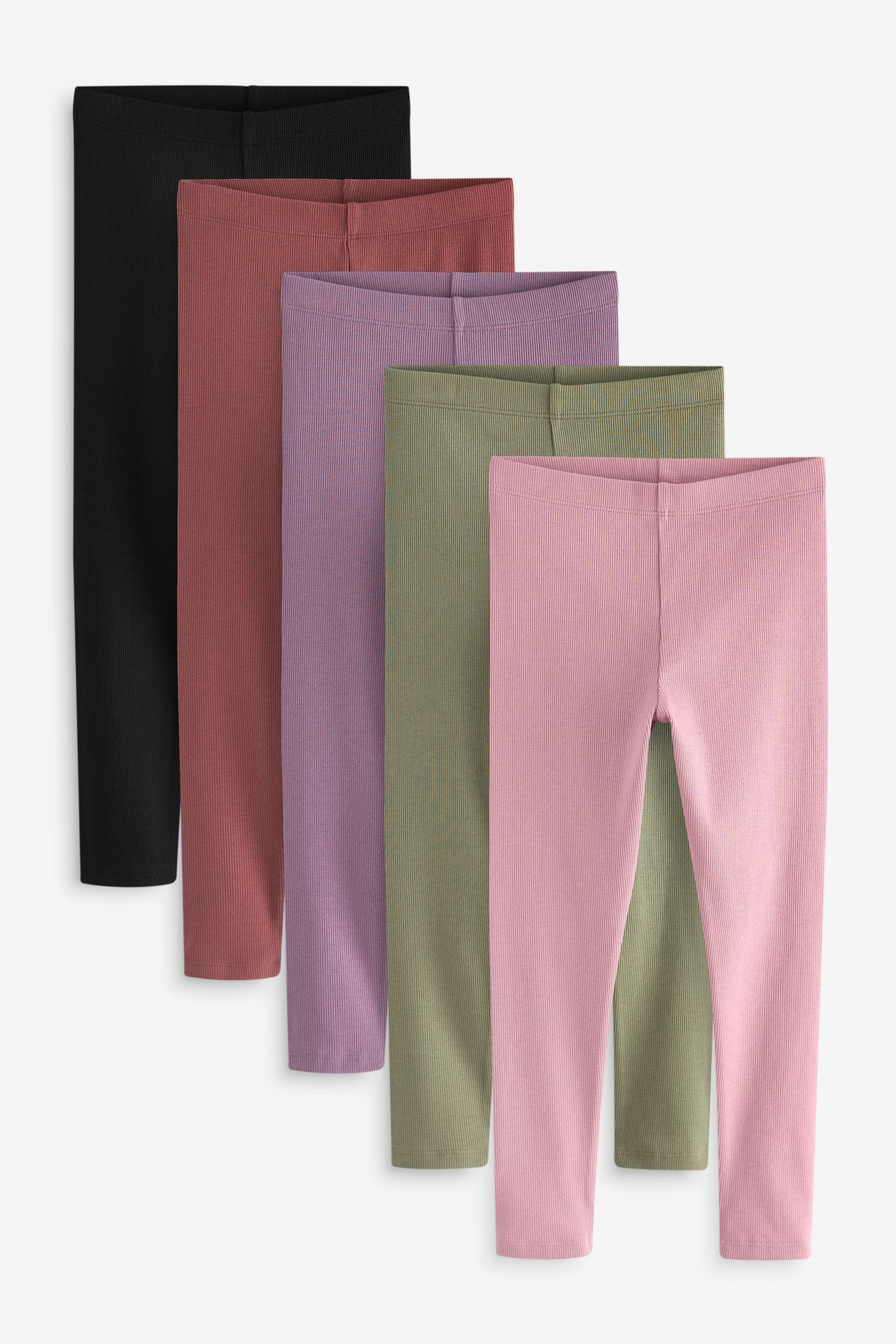 Multi Ribbed Leggings 5 Pack (3-16yrs)