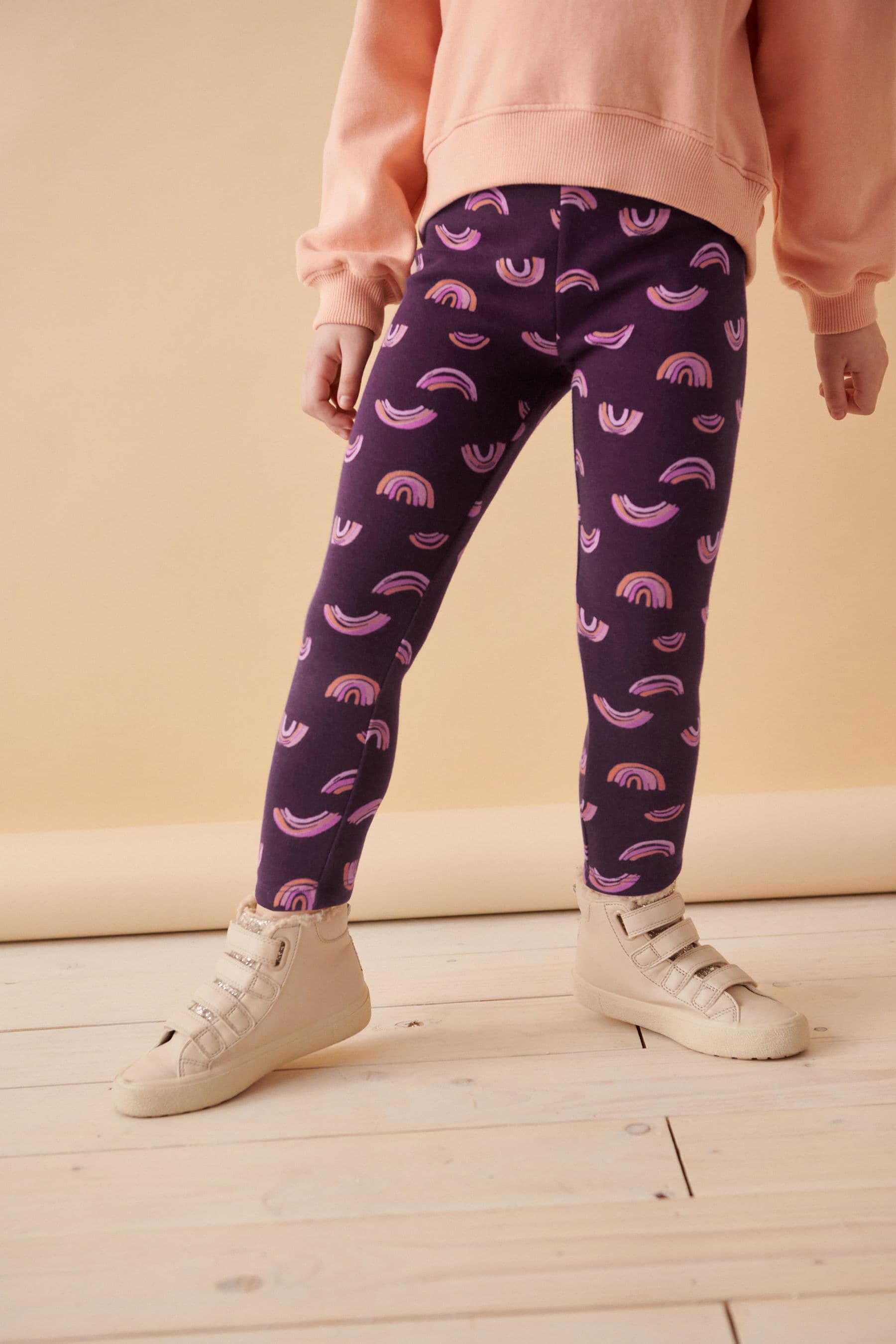 Rainbow Regular Length Cosy Fleece Lined Leggings (3-16yrs)