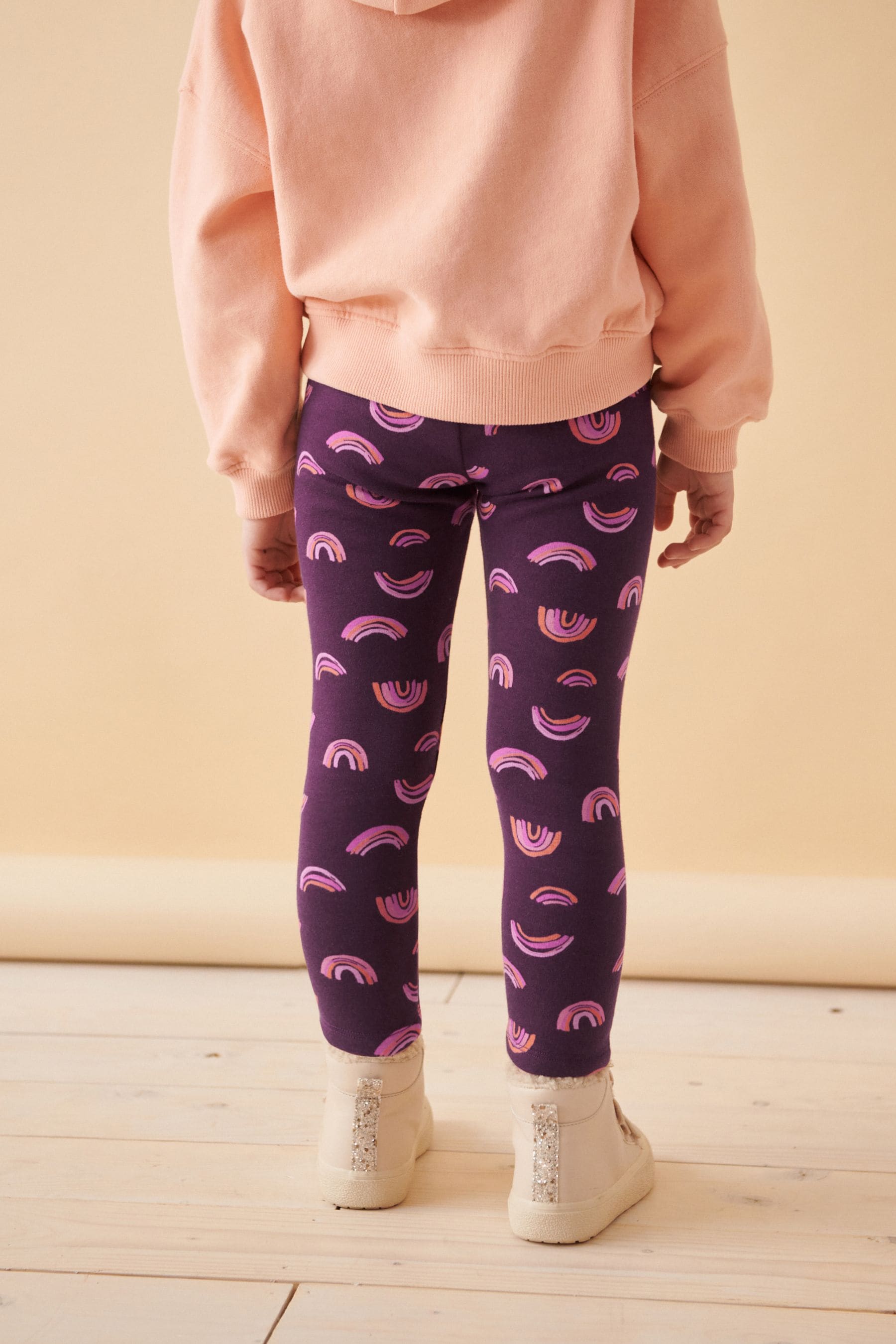 Rainbow Regular Length Cosy Fleece Lined Leggings (3-16yrs)