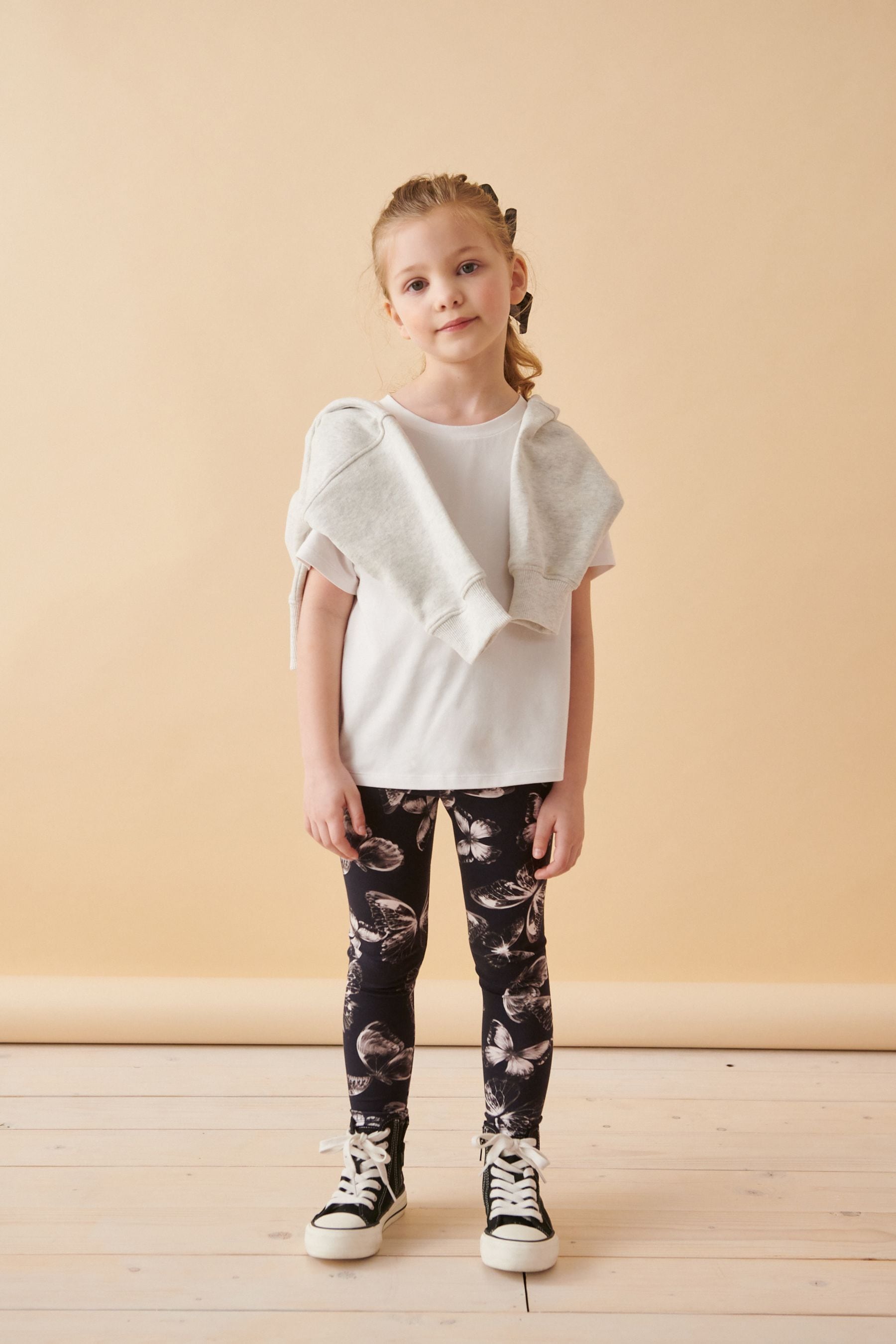 Black/White Butterfly Printed Leggings (3-16yrs)