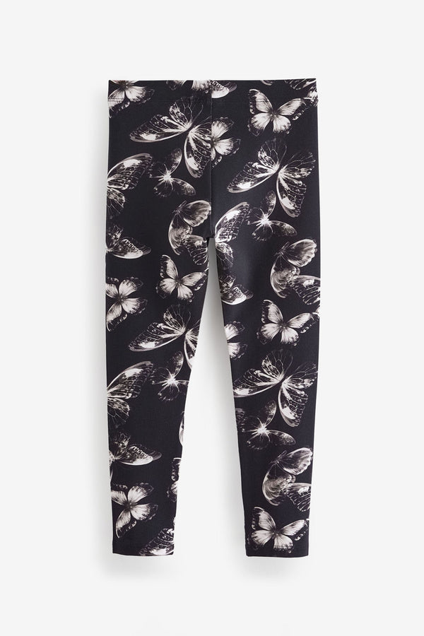 Black/White Butterfly Printed Leggings (3-16yrs)