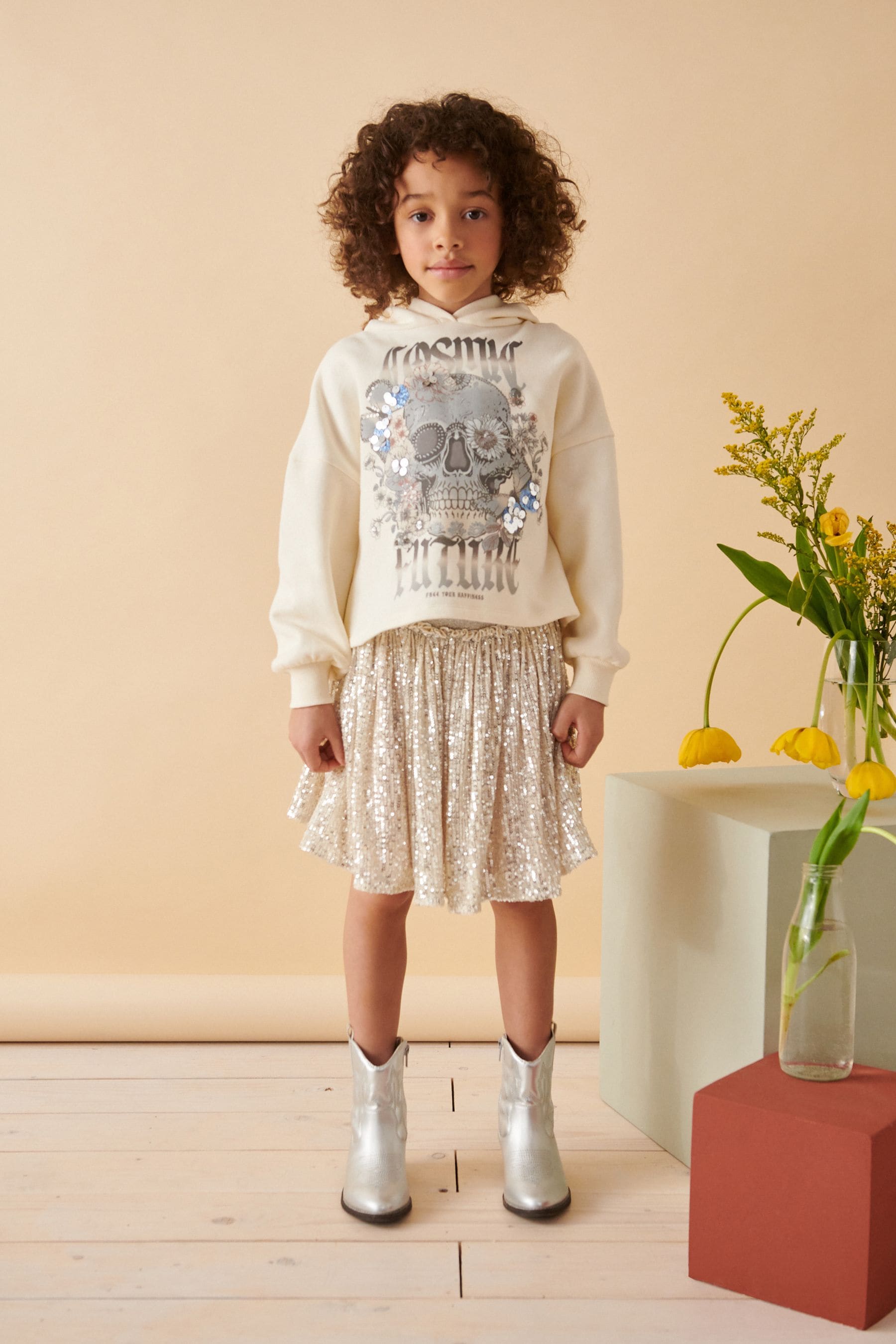 Gold Sequin Pull On Skirt (3-16yrs)