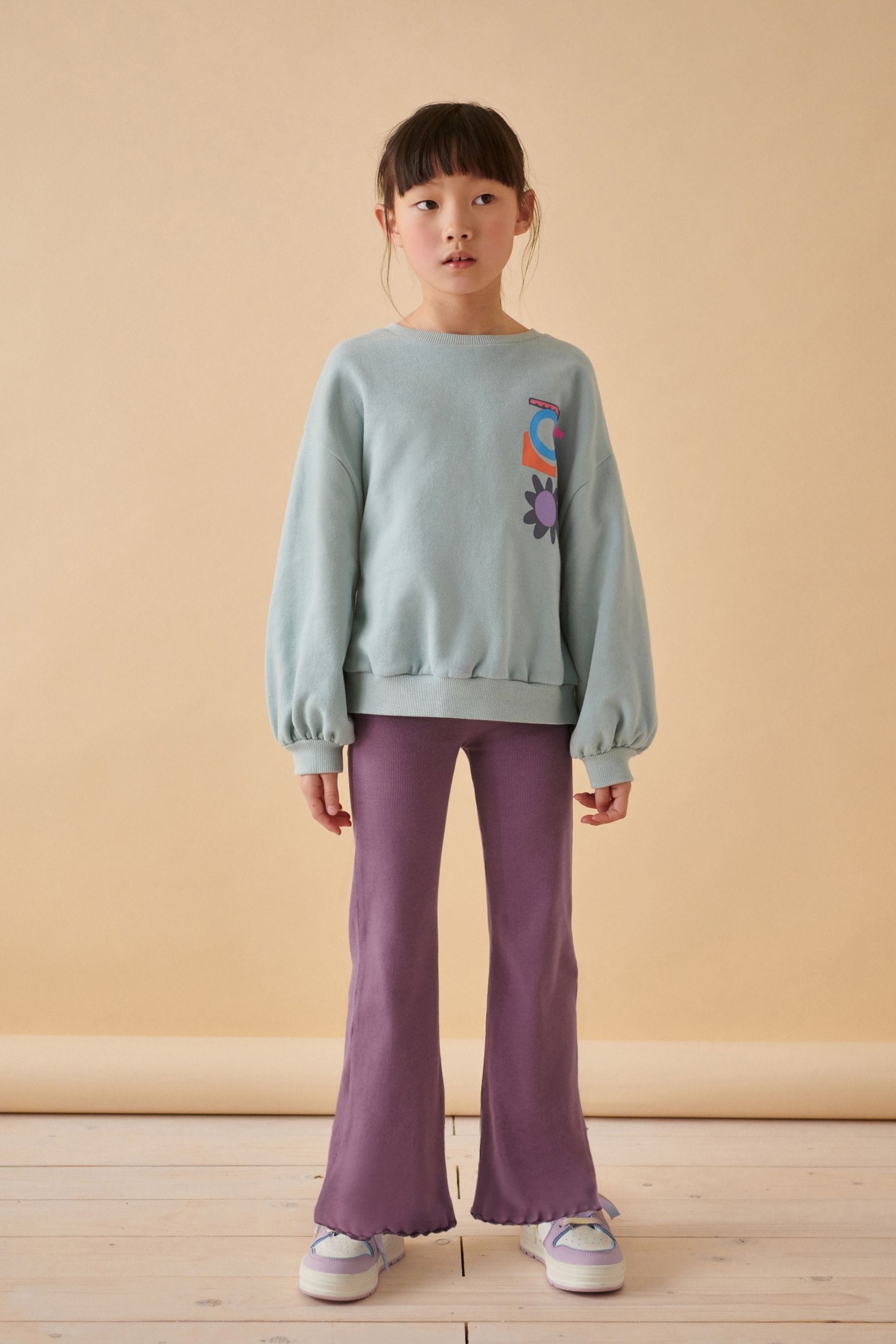 Purple Rib Flare Leggings (3-16yrs)