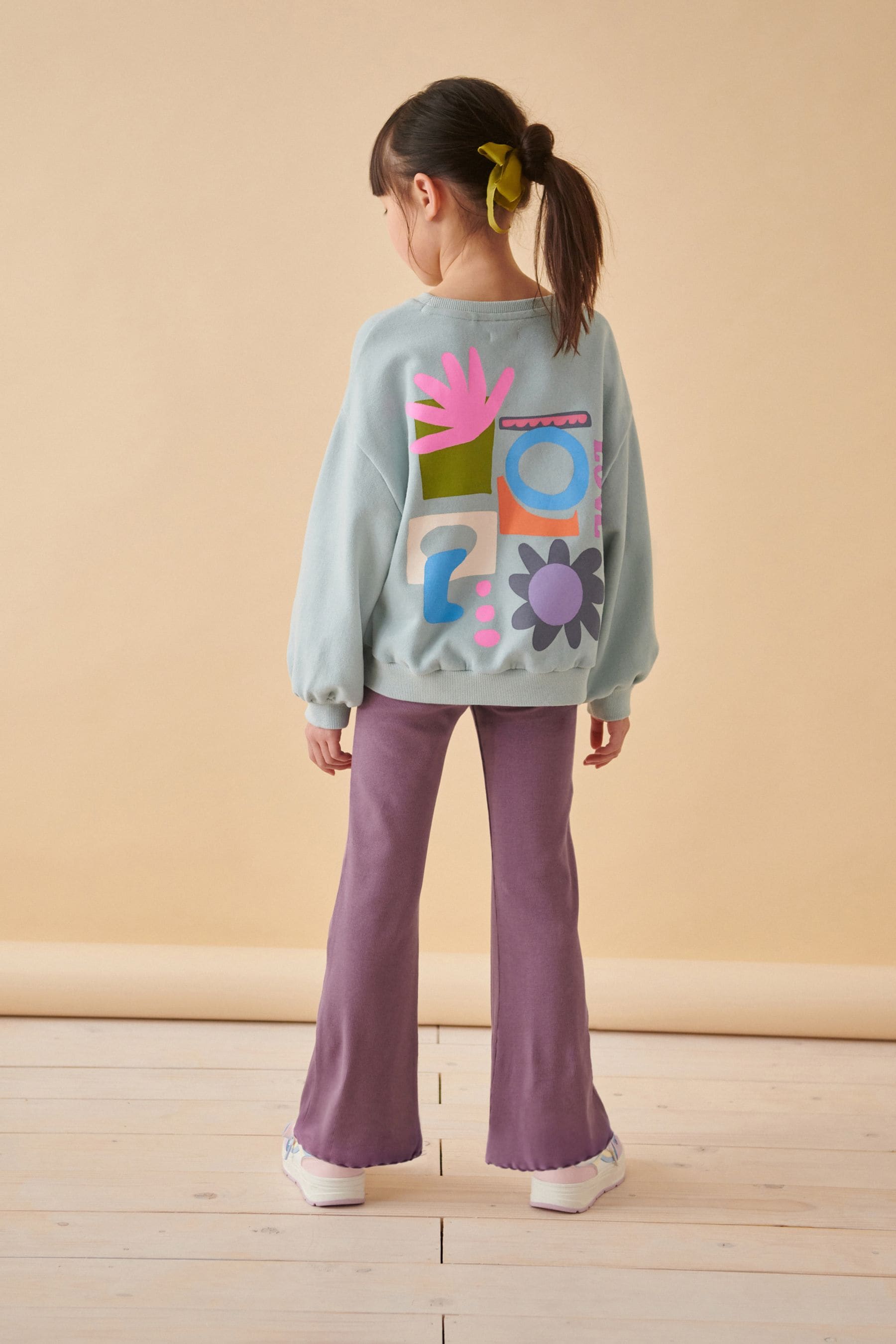 Purple Rib Flare Leggings (3-16yrs)