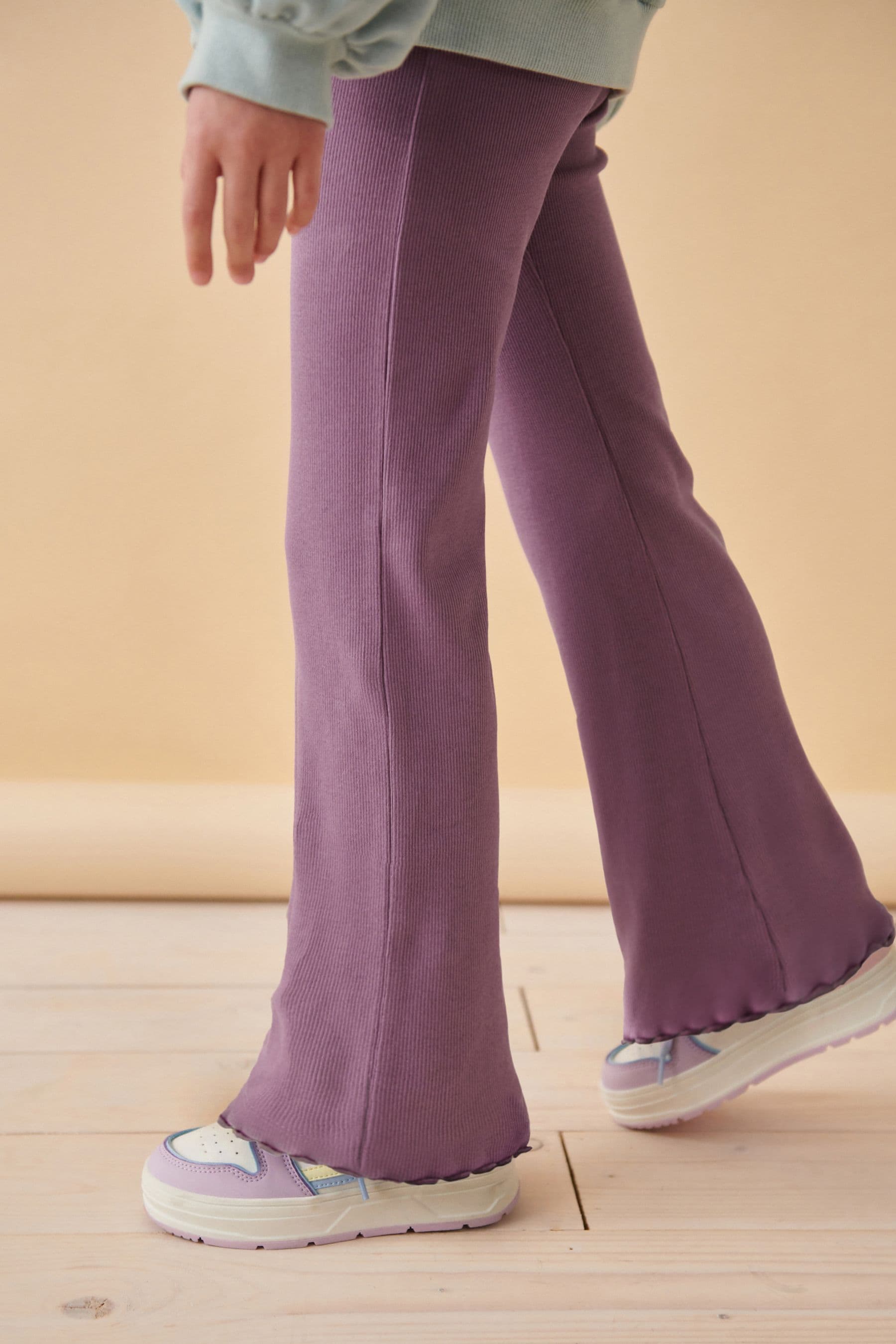 Purple Rib Flare Leggings (3-16yrs)