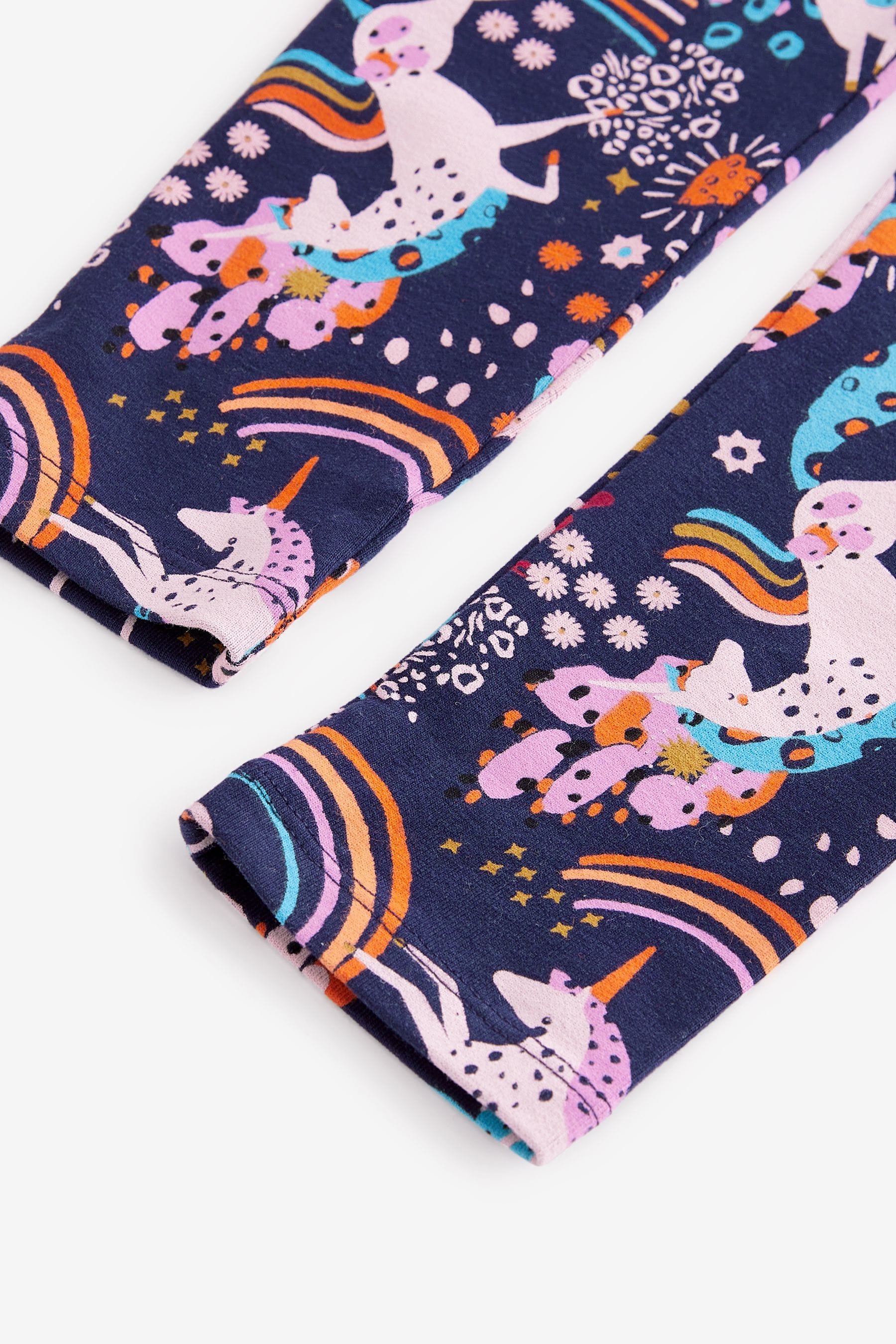 Navy Unicorn Rainbow Printed Leggings (3-16yrs)