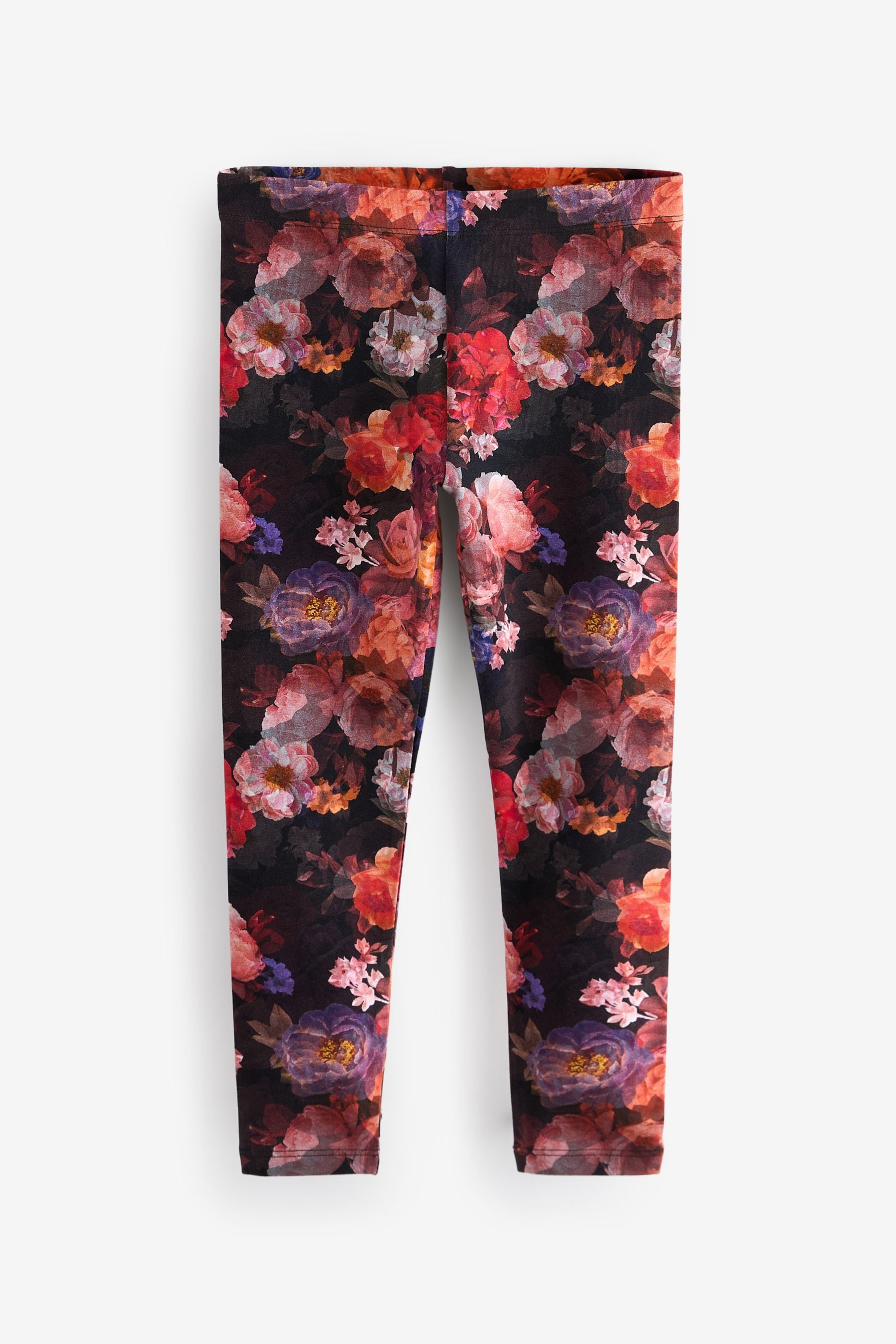 Black Floral Printed Leggings (3-16yrs)