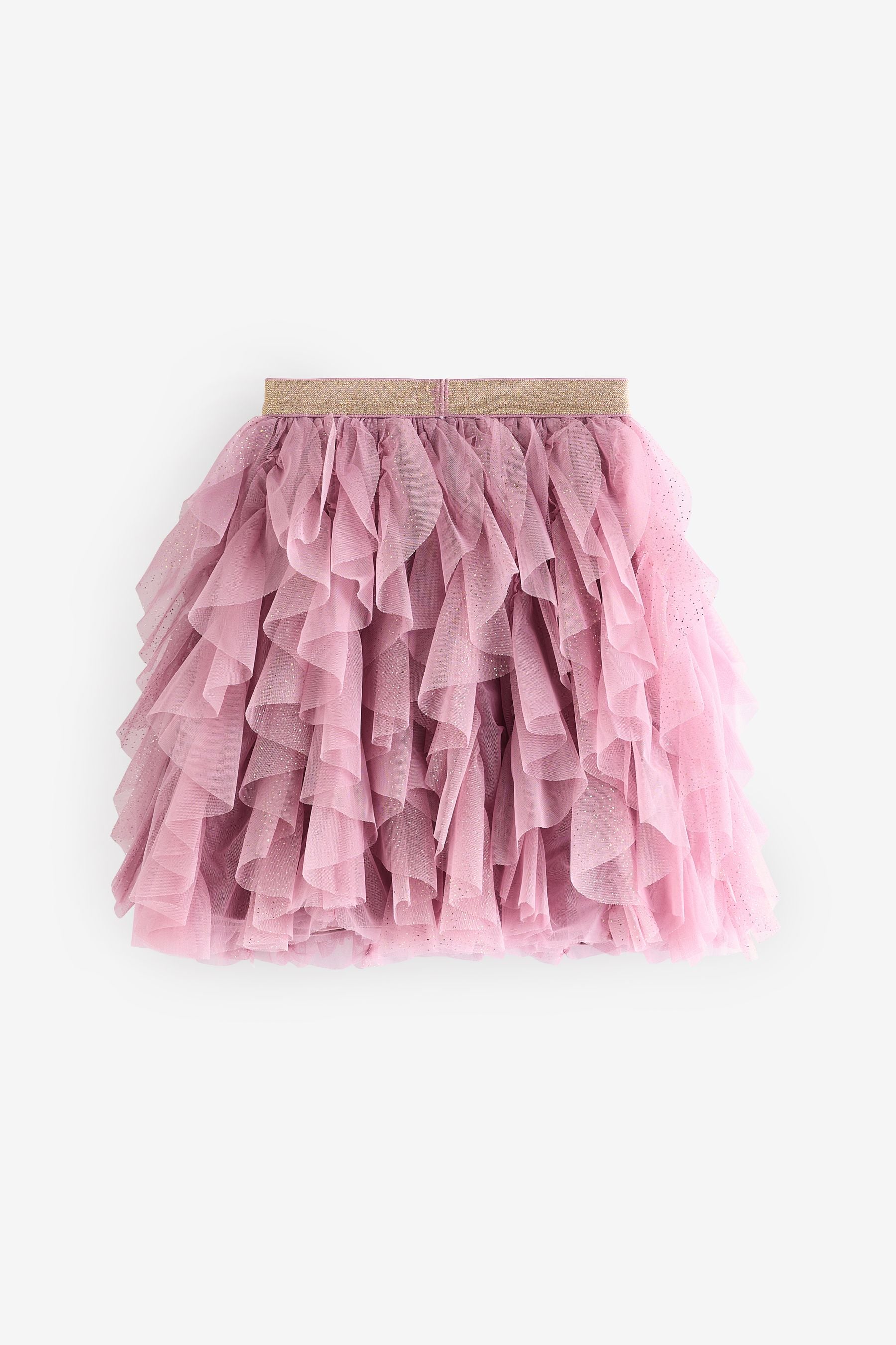 Pink/Gold Sparkle Tiered Tulle Mesh Skirt (3-16yrs)