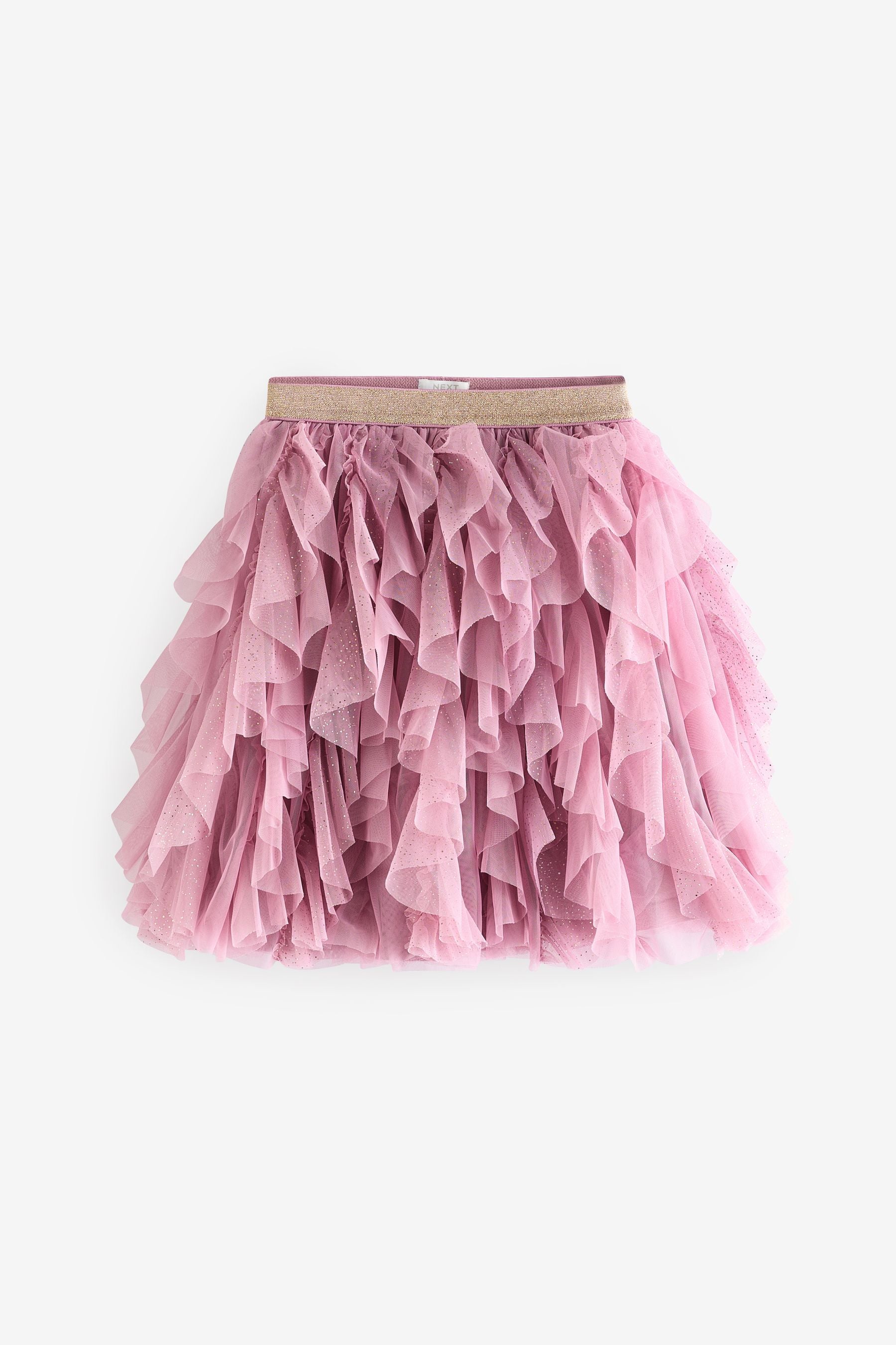 Pink/Gold Sparkle Tiered Tulle Mesh Skirt (3-16yrs)