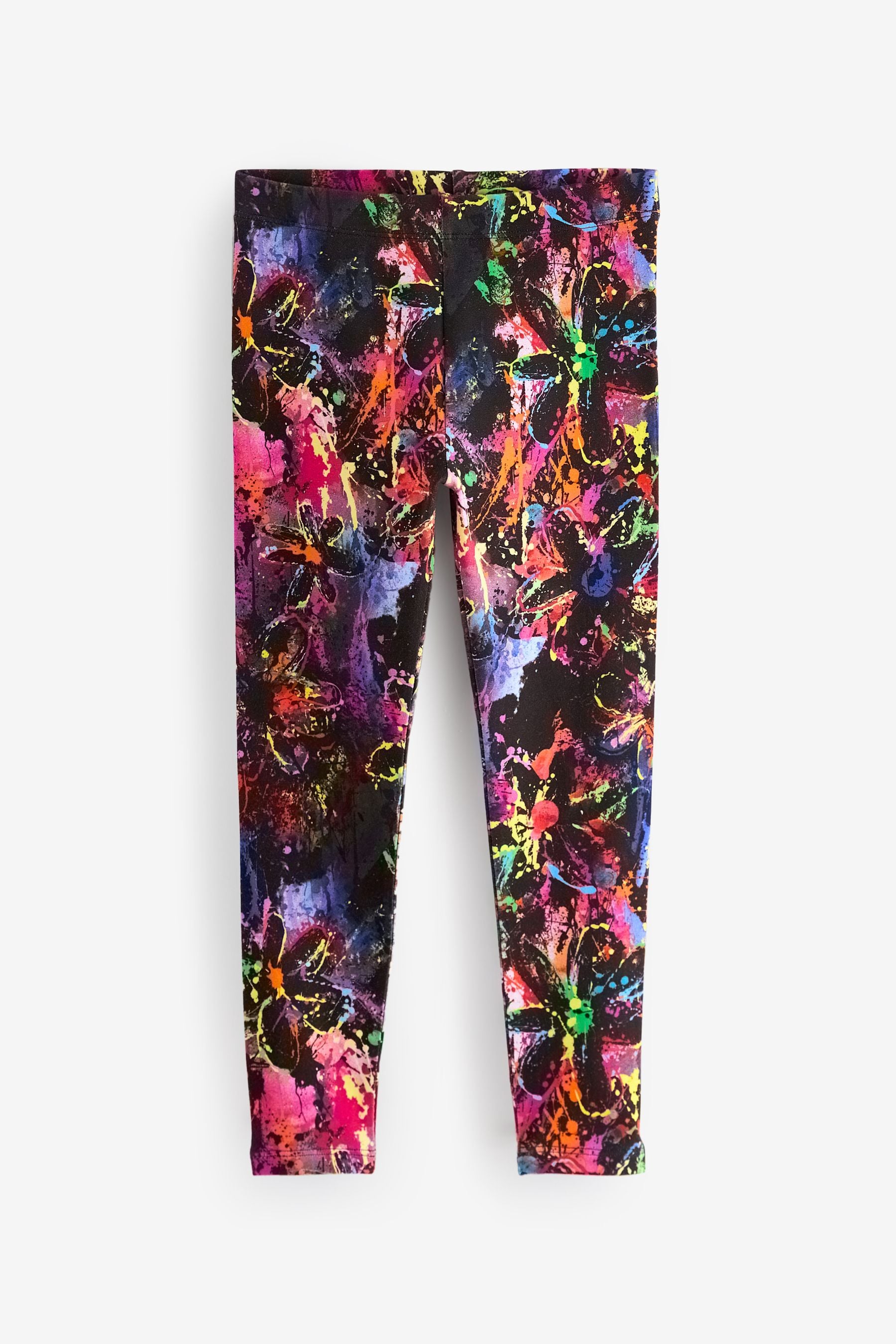 Black/Pink/Green Splat Printed Leggings (3-16yrs)