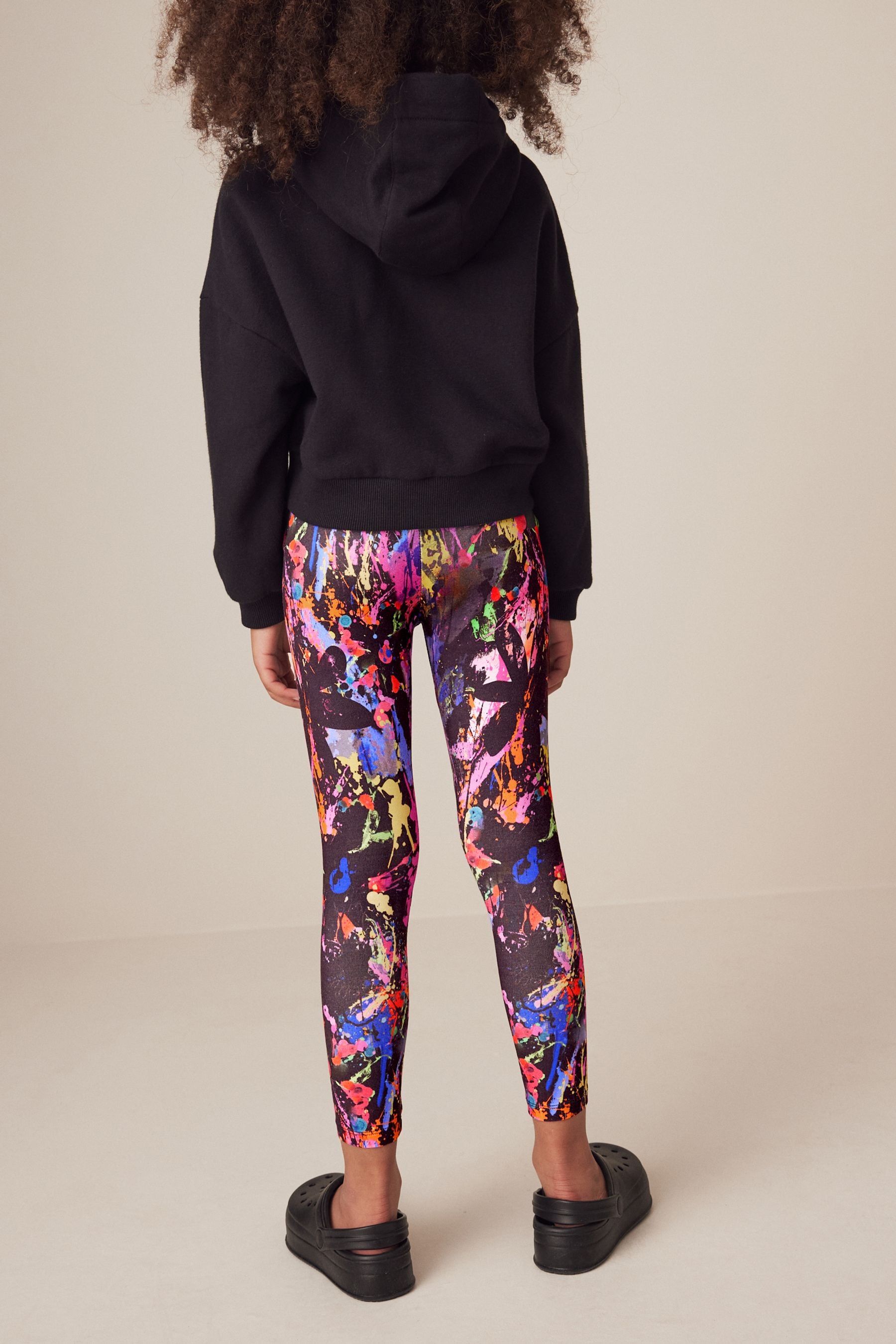 Black/Pink/Green Splat Printed Leggings (3-16yrs)