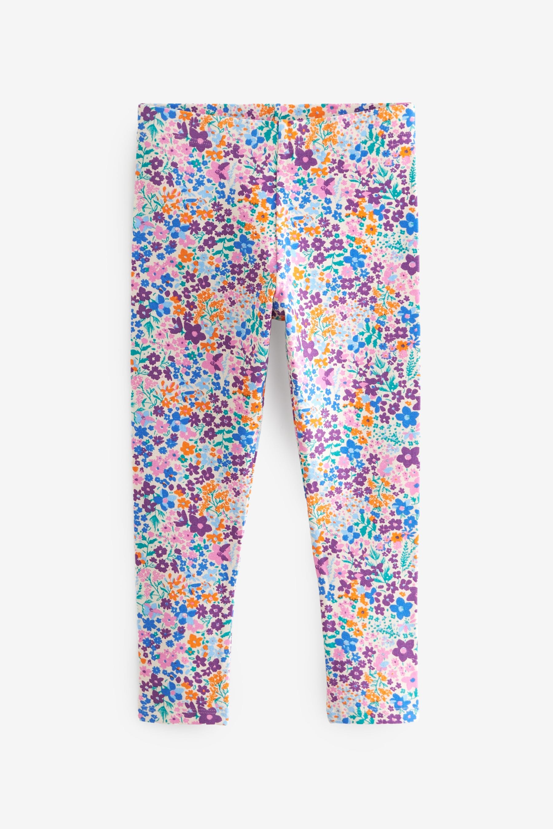 Blue/Pink Floral/Navy Unicorn Leggings 5 Pack (3-16yrs)