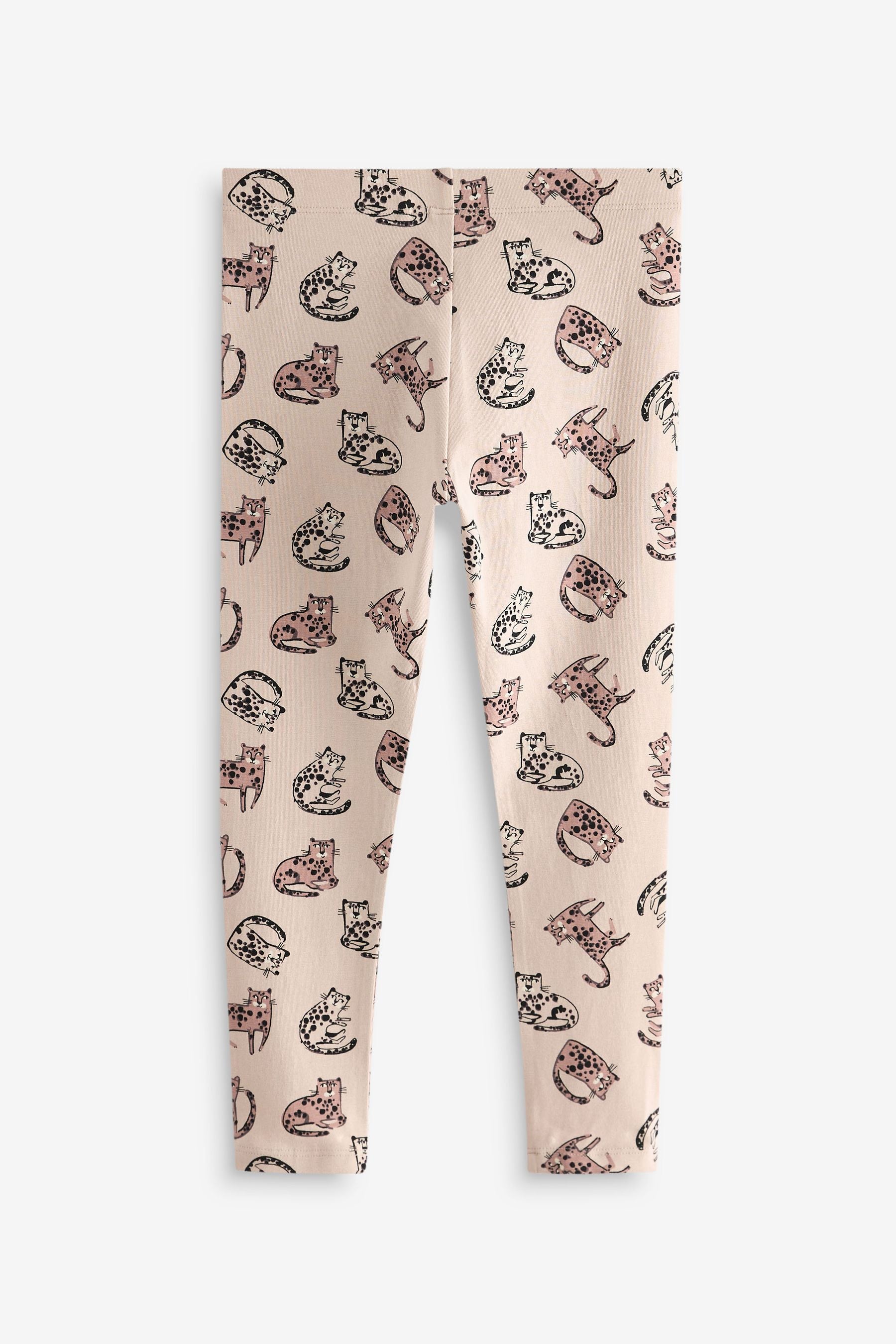 Rust Brown/Mono Spot/Neutral Character Leggings 5 Pack (3-16yrs)