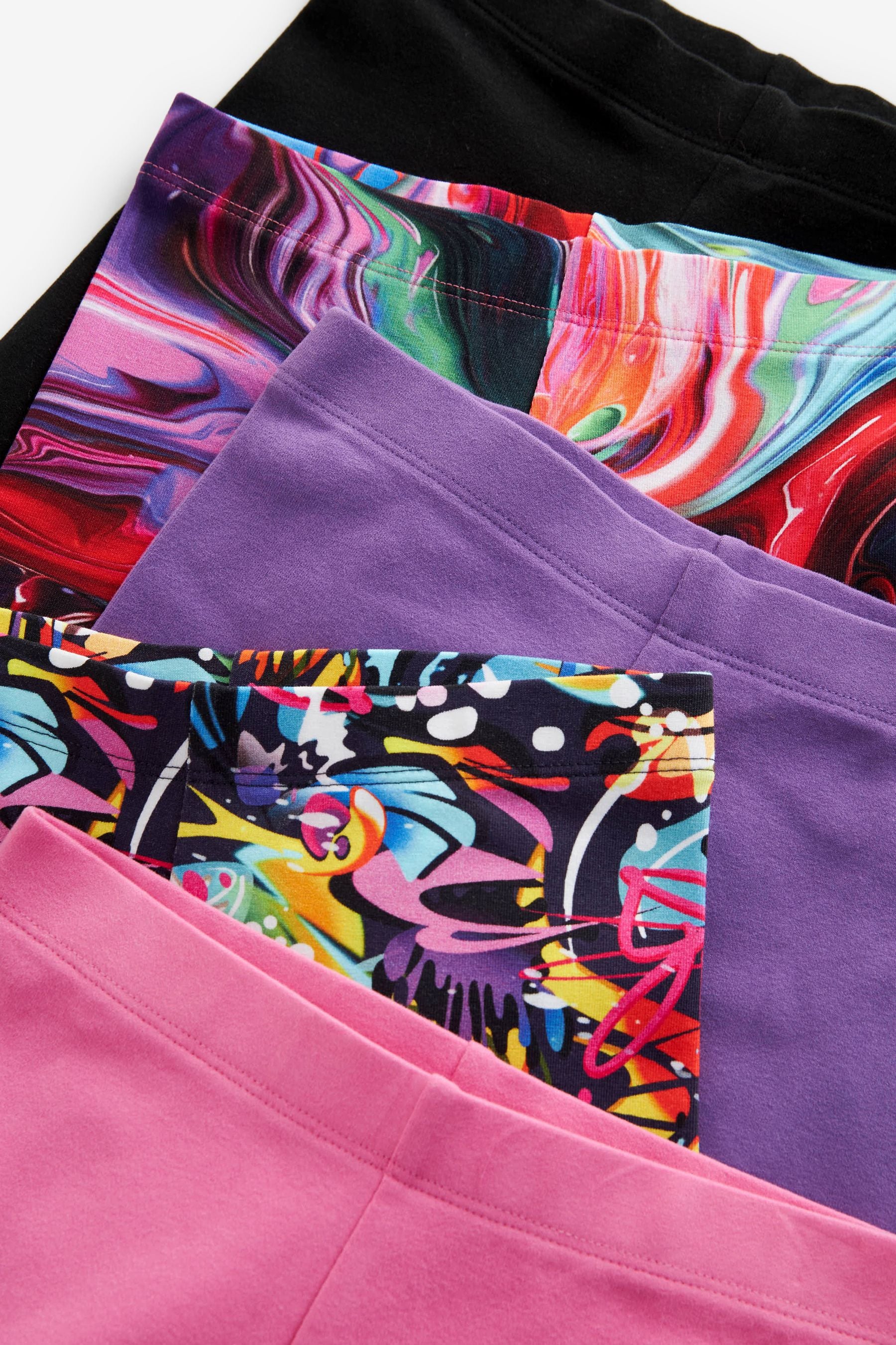 Purple/Graffiti/Multi Swirl Leggings 5 Pack (3-16yrs)