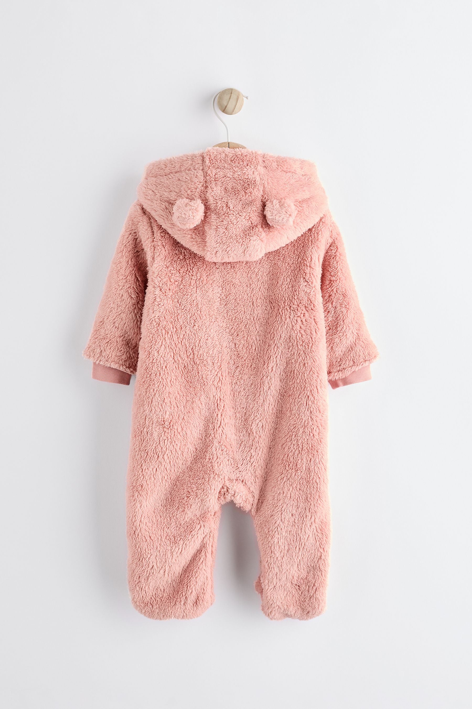 Pink Baby Cosy Fleece Hooded All-In-One (0mths-2yrs)