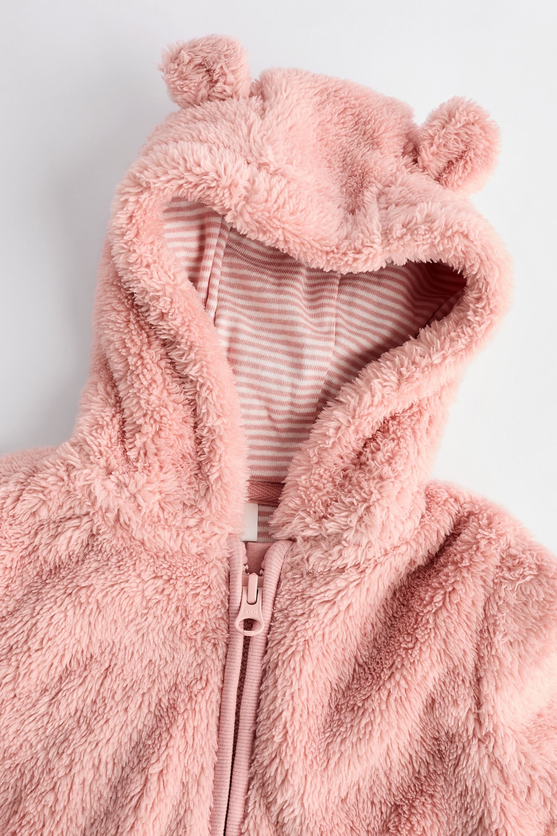 Pink Baby Cosy Fleece Hooded All-In-One (0mths-2yrs)