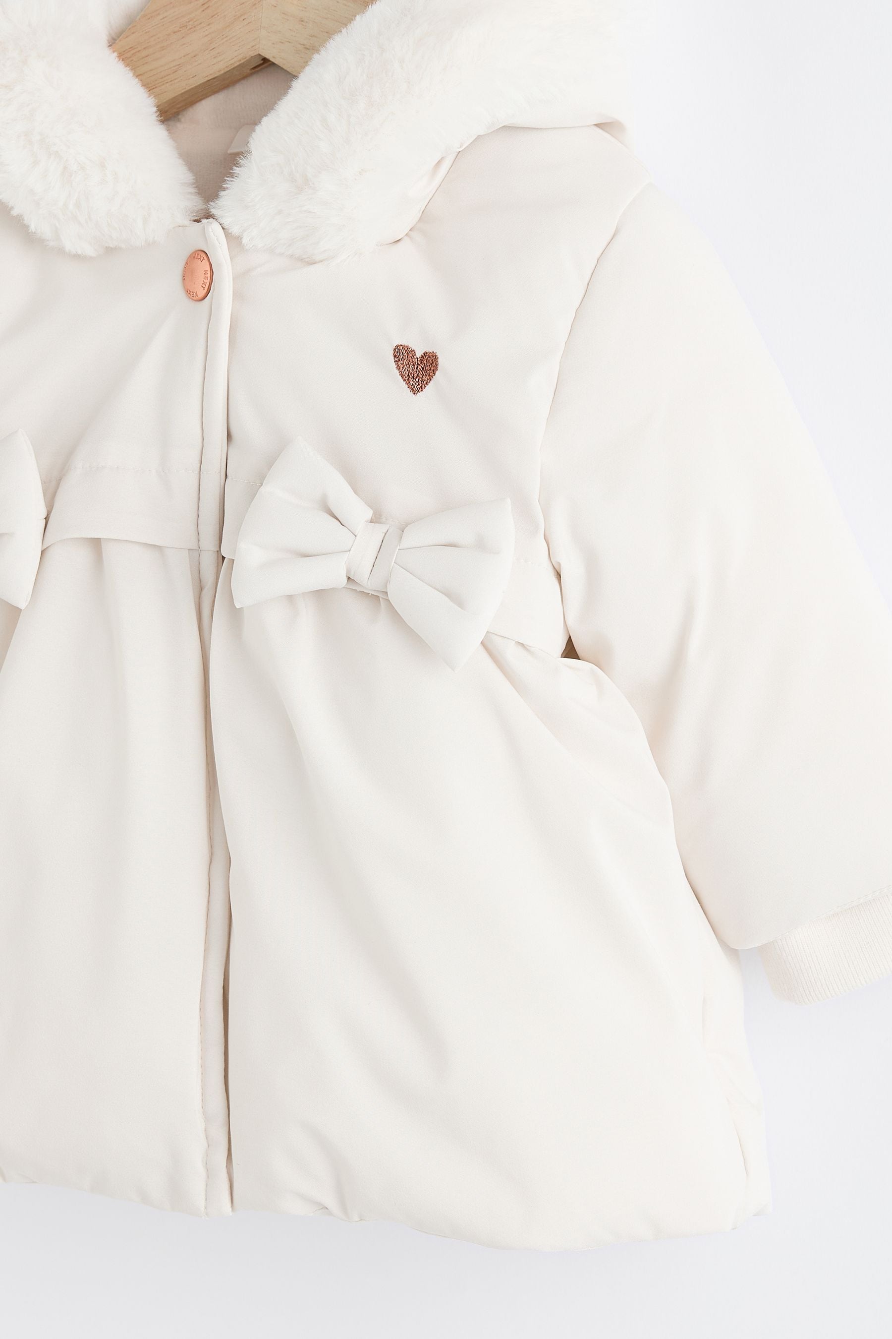 White Bows Baby Hooded Puffer Coat (0mths-2yrs)