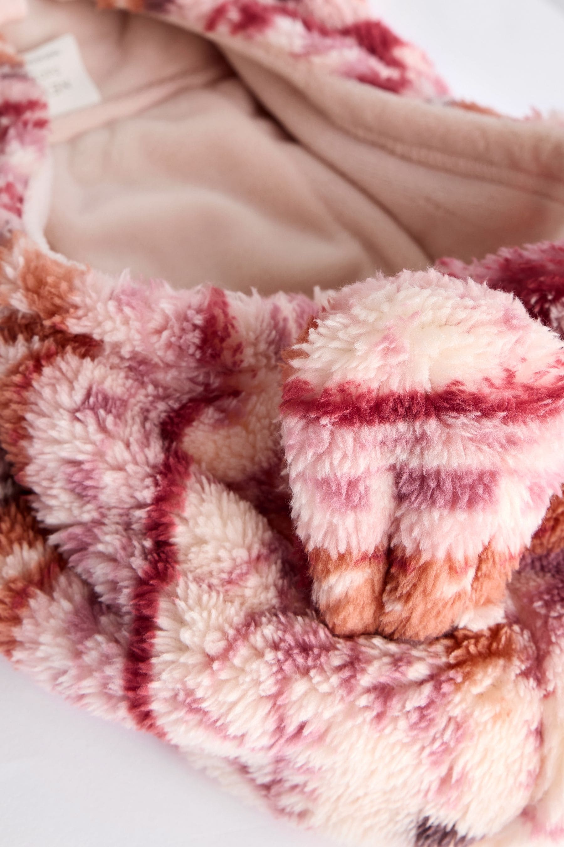 Caramel Brown/Pink Print Baby Cosy Fleece Jacket (0mths-2yrs)