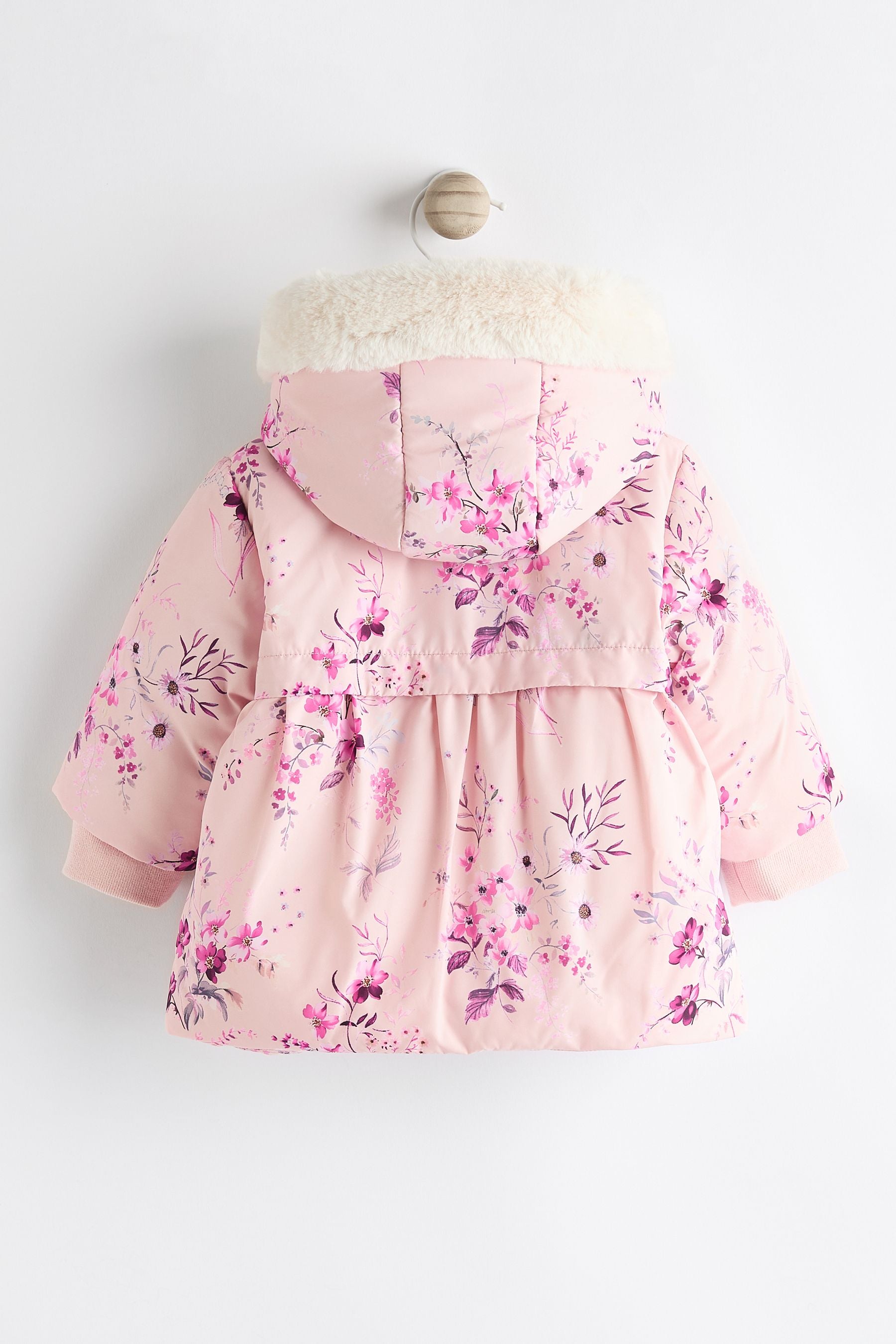 Pink Floral Baby Hooded Puffer Coat (0mths-2yrs)