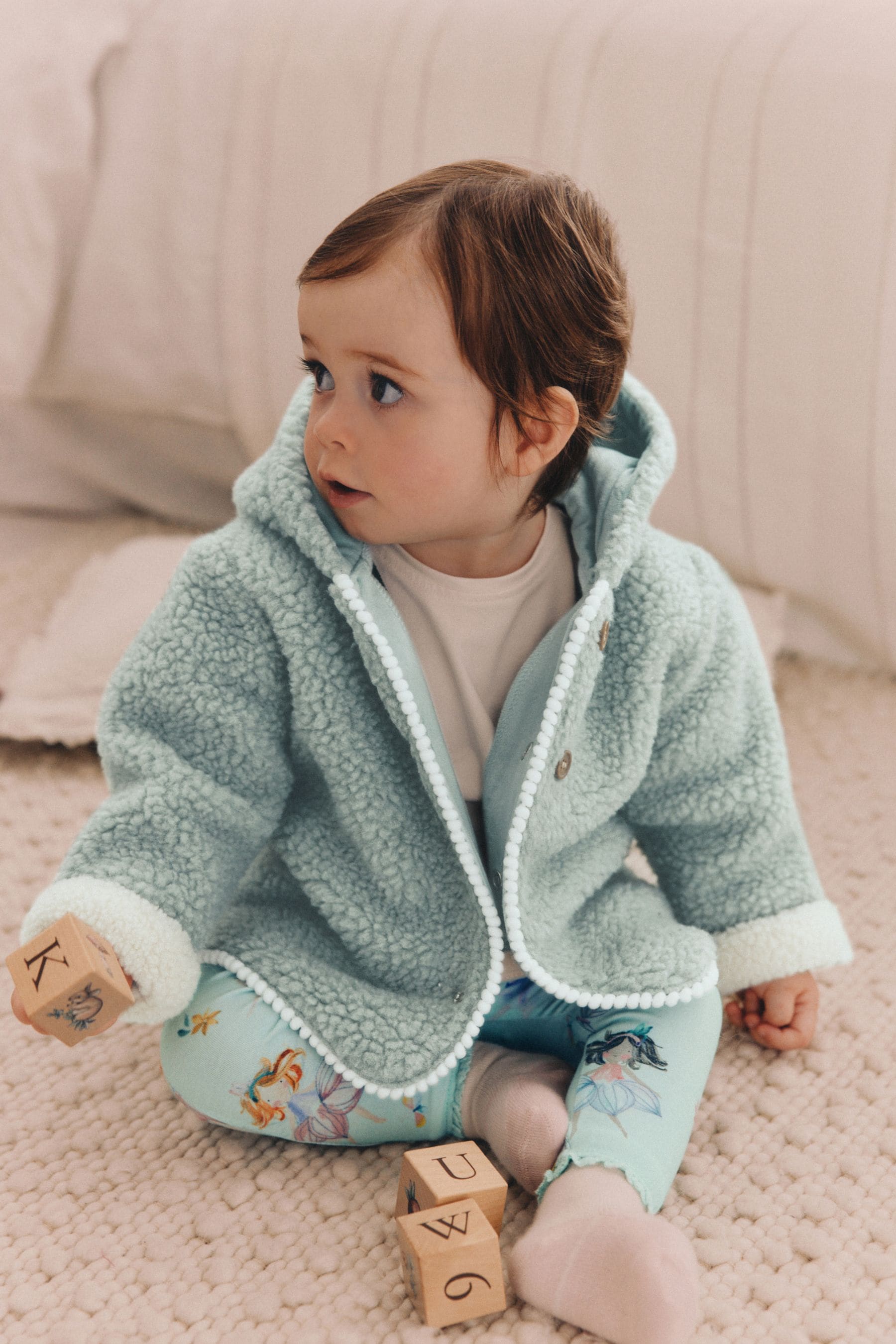 Sage Green Baby Borg Fleece Jacket (0mths-2yrs)