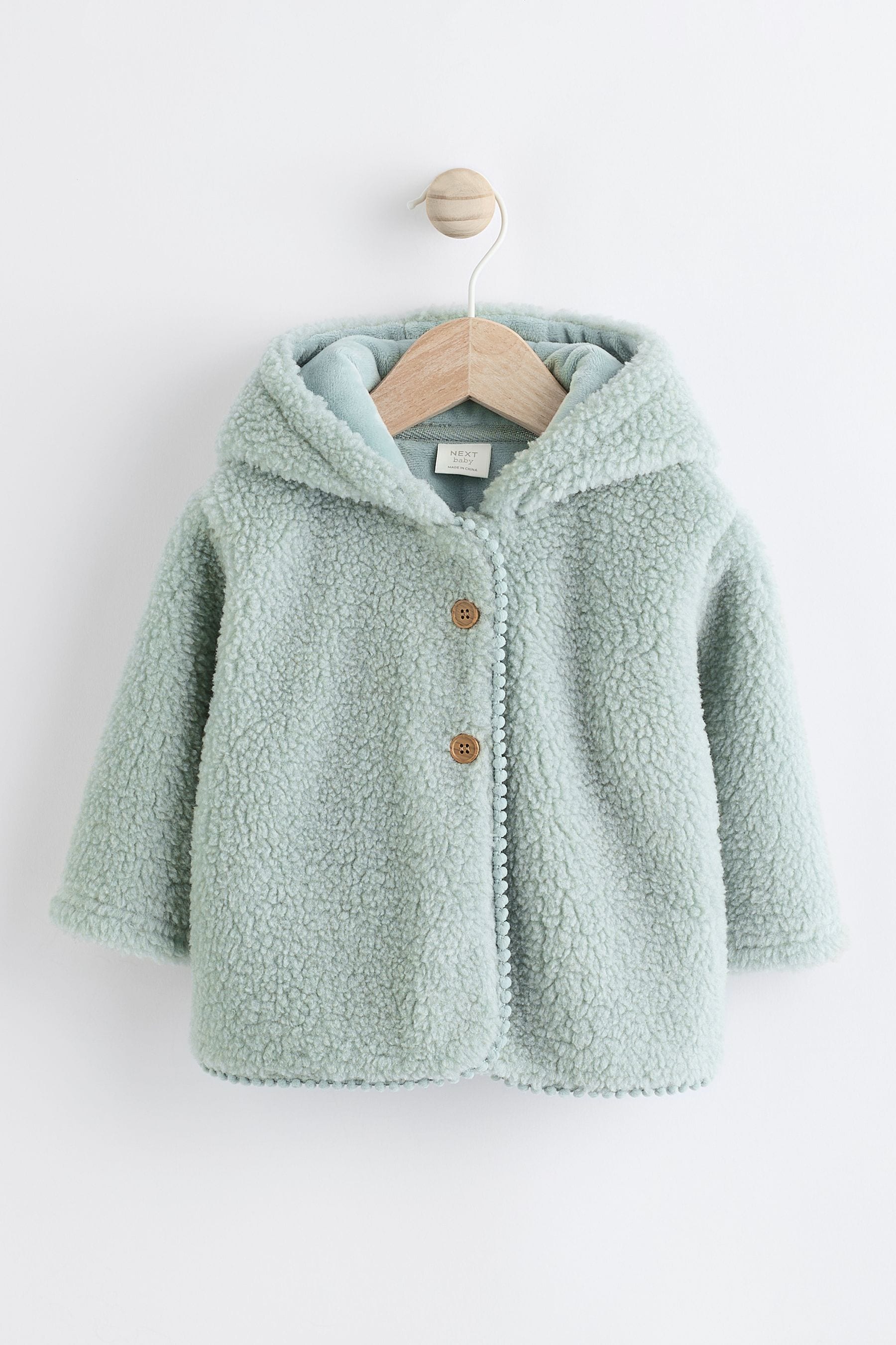 Sage Green Baby Borg Fleece Jacket (0mths-2yrs)