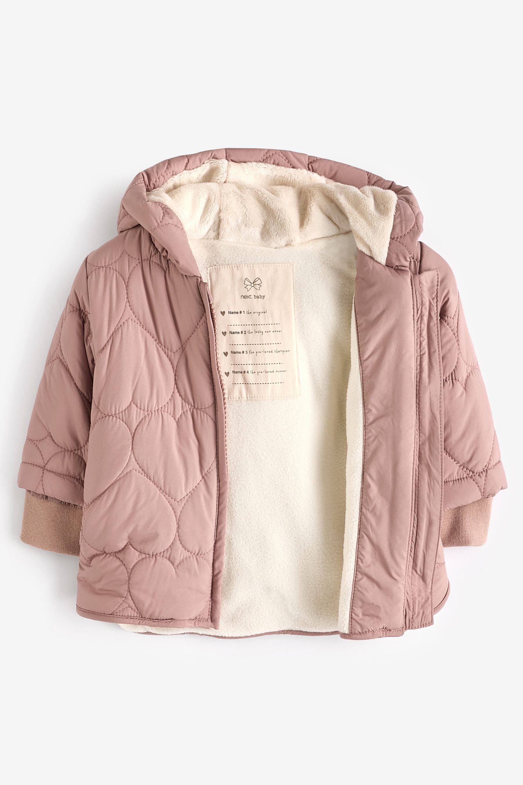 Pink Hearts Quilted Baby Coat (0mths-2yrs)