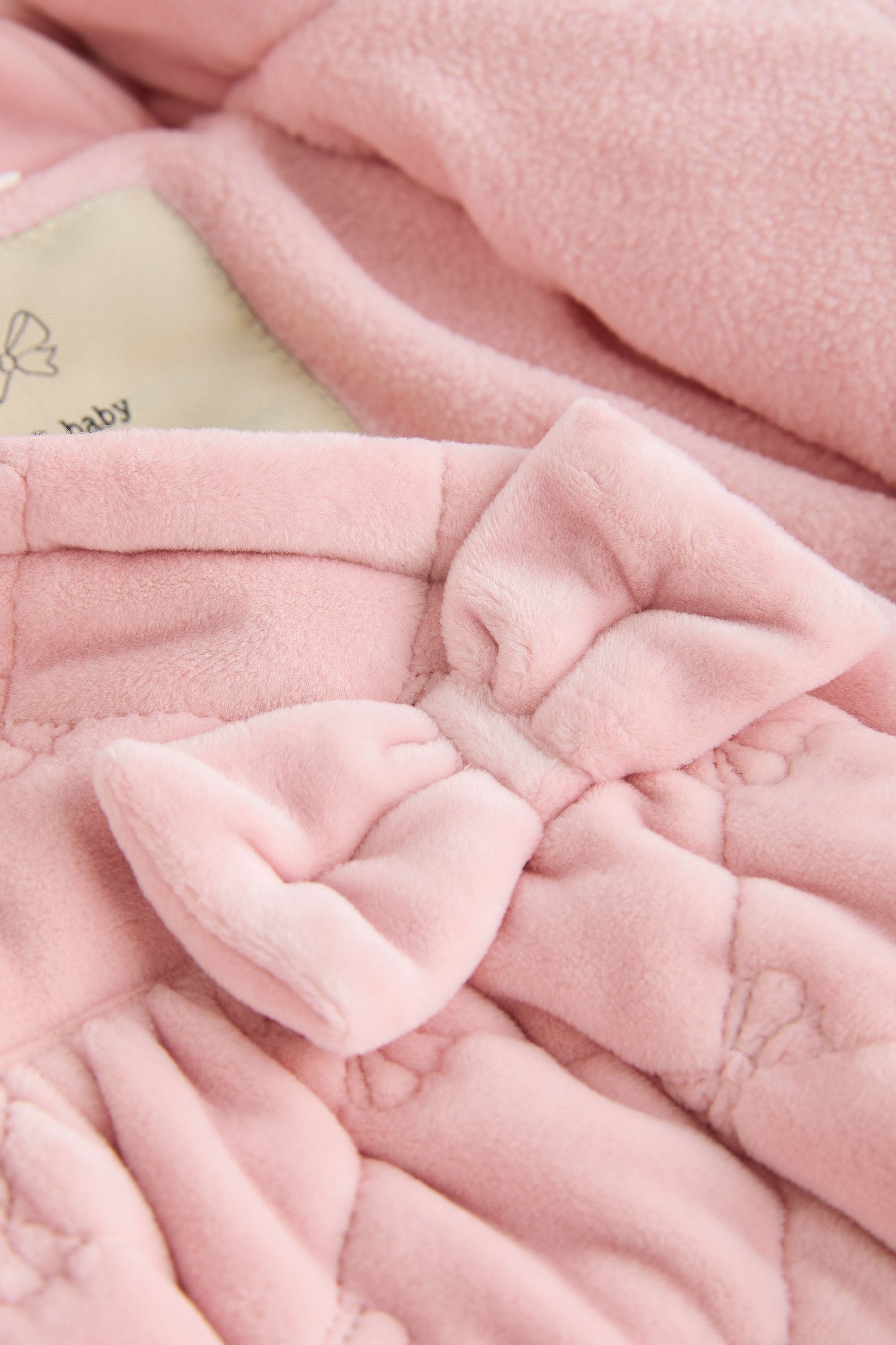 Pink Velour Quilted Fleece Lined Hooded Baby All-In-One Pramsuit (0mths-2yrs)