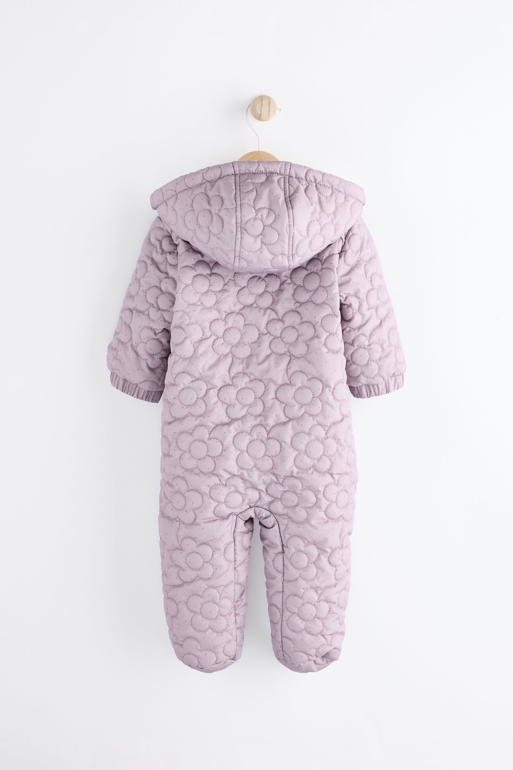 Purple Flower Quilted Baby All-In-One Pramsuit (0mths-2yrs)